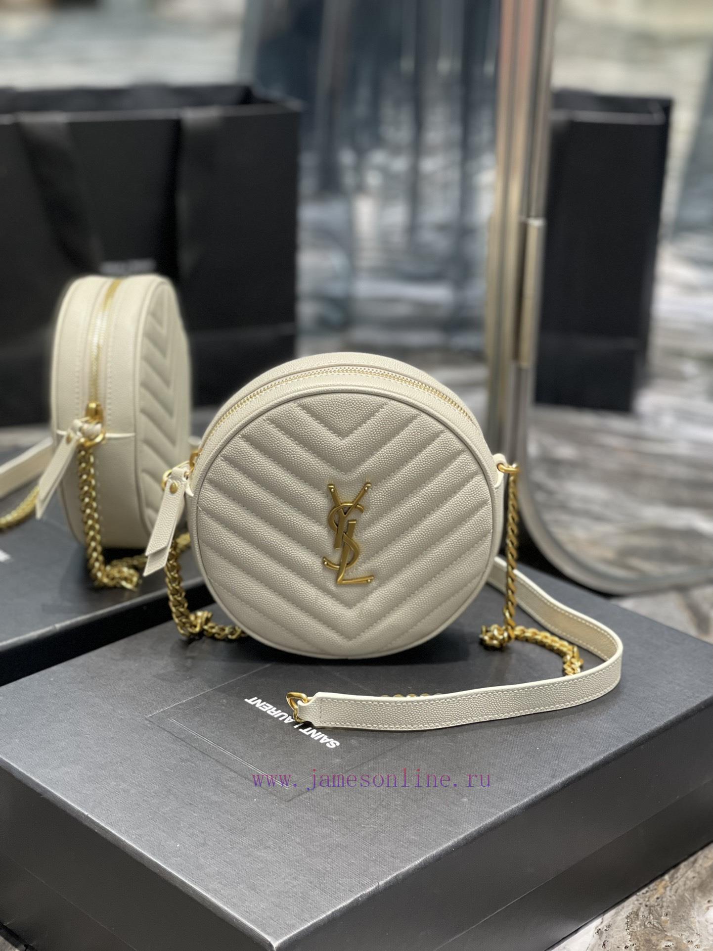 Yves Saint Laurent Bags The latest VINYLE cute round bag is made of imported high-quality caviar cowhide, which is l ndkurzgb