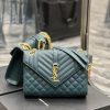 Yves Saint Laurent Bags Envelope turquoise green gold buckleMedium grained embossed quilted genuine leather envelope gtu56csb