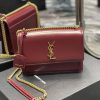 Yves Saint Laurent Bags 𝑺𝒖𝒏𝒔𝒆𝒕 𝟮𝟮𝒄𝒎Wine red gold buckleThe unbeatable classic toothpick patterned sunset bag has bee 2phdzshw