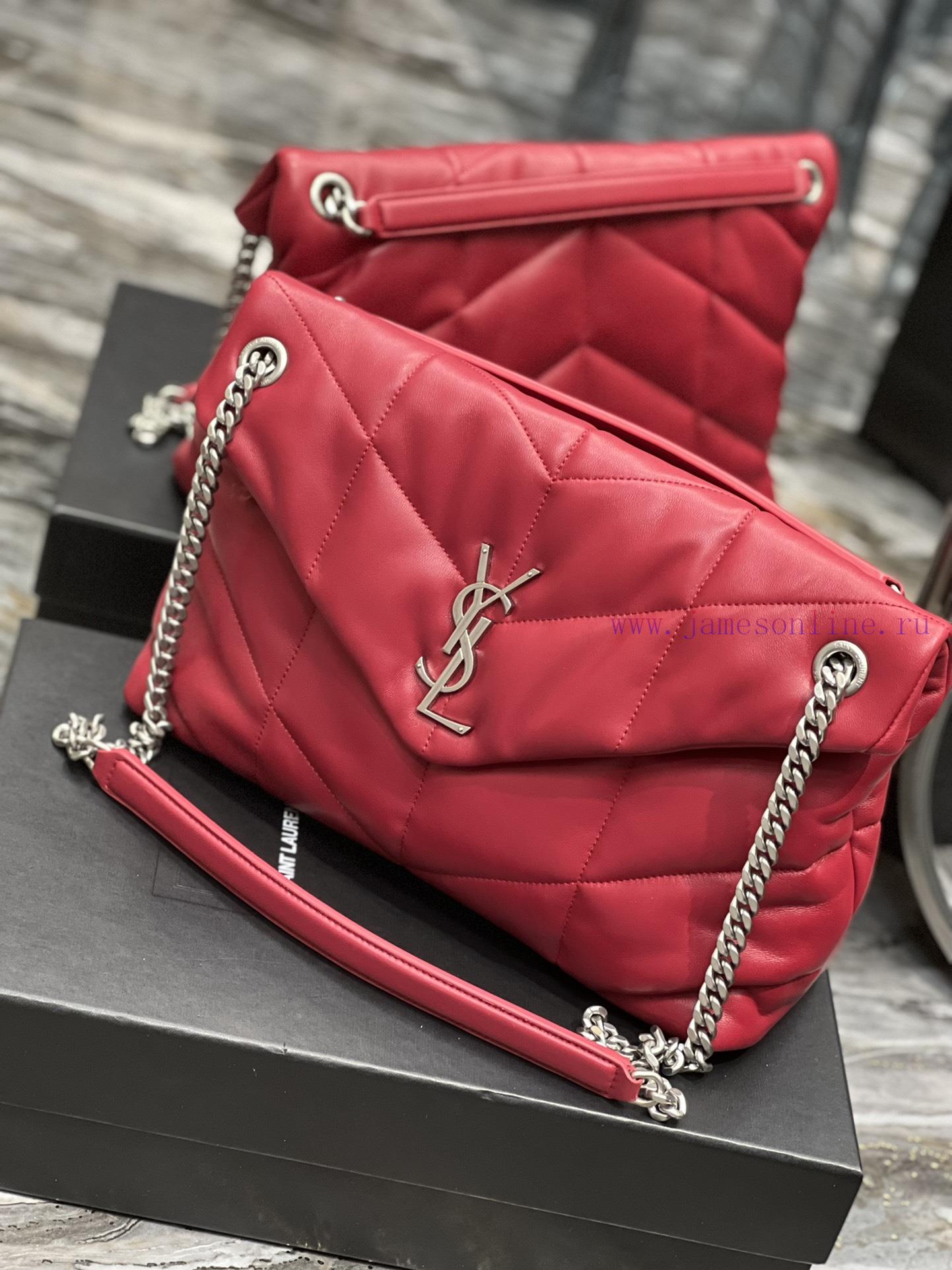 Yves Saint Laurent Bags Red with silver buckle𝙇𝙤𝙪𝙡𝙤𝙪𝙋𝙪𝙛𝙛𝙚𝙧 Quilted lamb leather bag, made of 100% lambskin, with a s jrb798an - Image 4