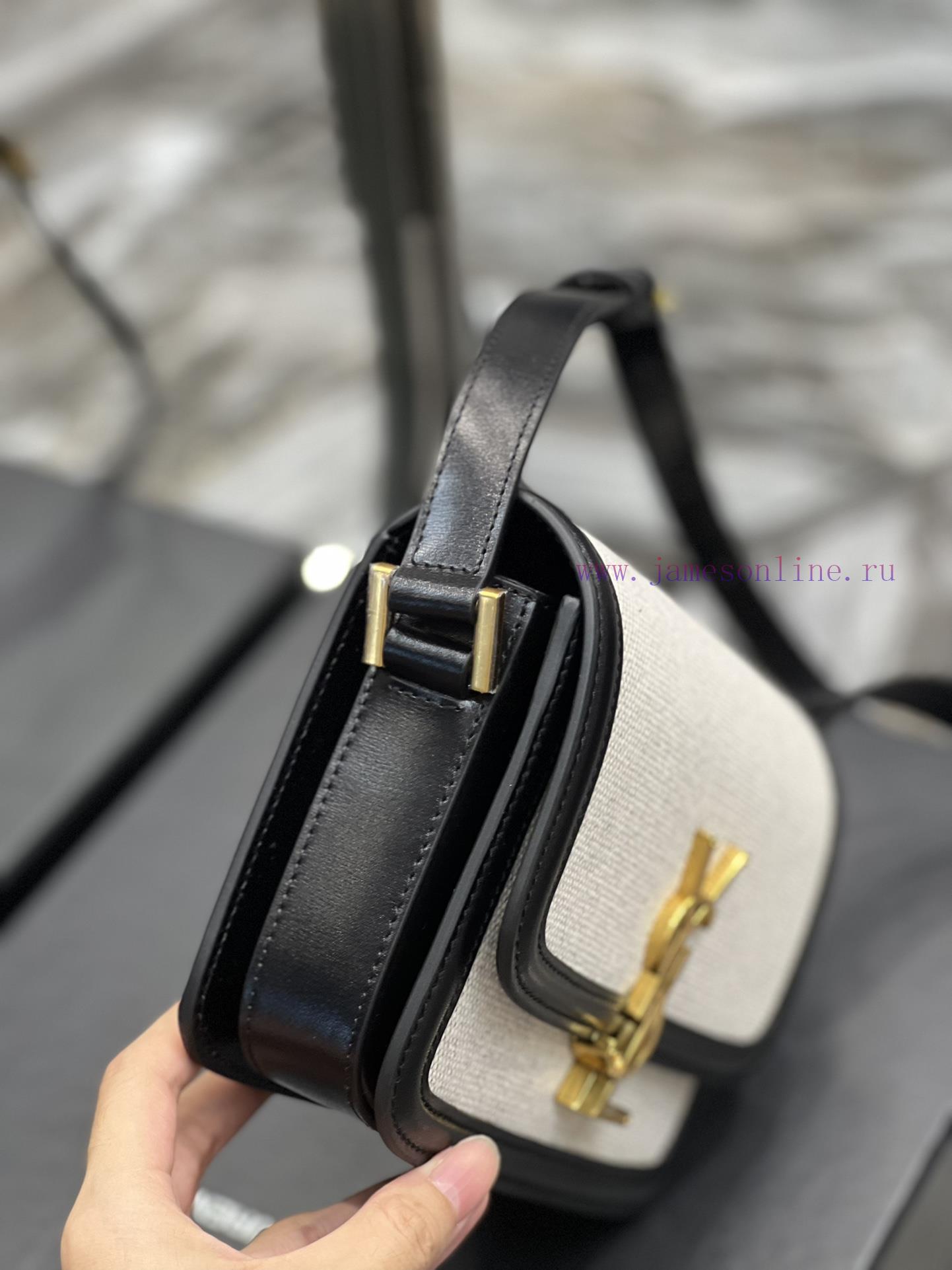 Yves Saint Laurent Bags 𝑺𝑶𝑳𝑭𝑬𝑹𝑰𝑵𝑶 𝑩𝑶𝑿 Black cowhide with cotton and linen, 19cmMust be popular, it conquered the ent vne4ln1e - Image 5