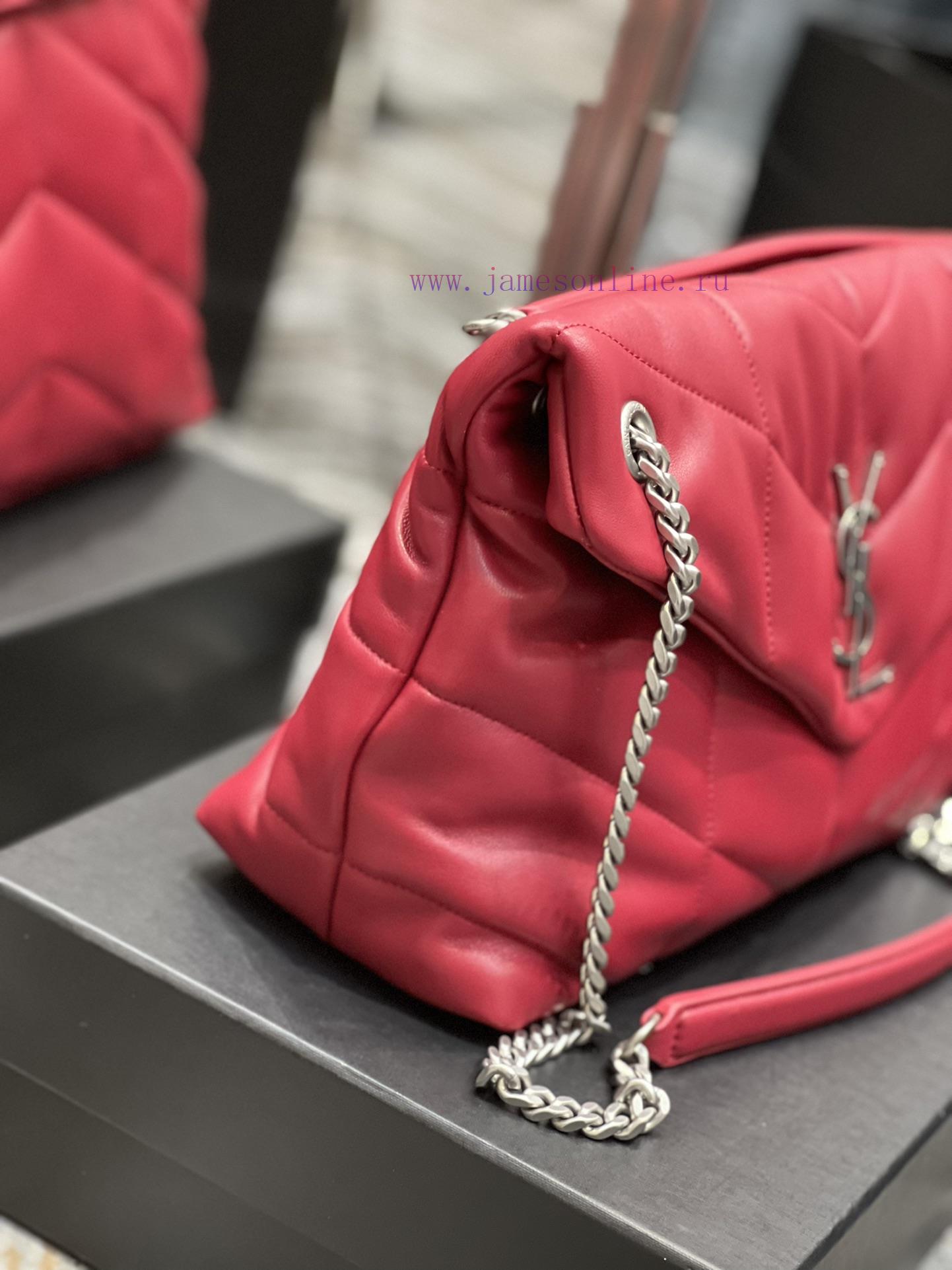 Yves Saint Laurent Bags Red with silver buckle𝙇𝙤𝙪𝙡𝙤𝙪𝙋𝙪𝙛𝙛𝙚𝙧 Quilted lamb leather bag, made of 100% lambskin, with a s jrb798an - Image 6