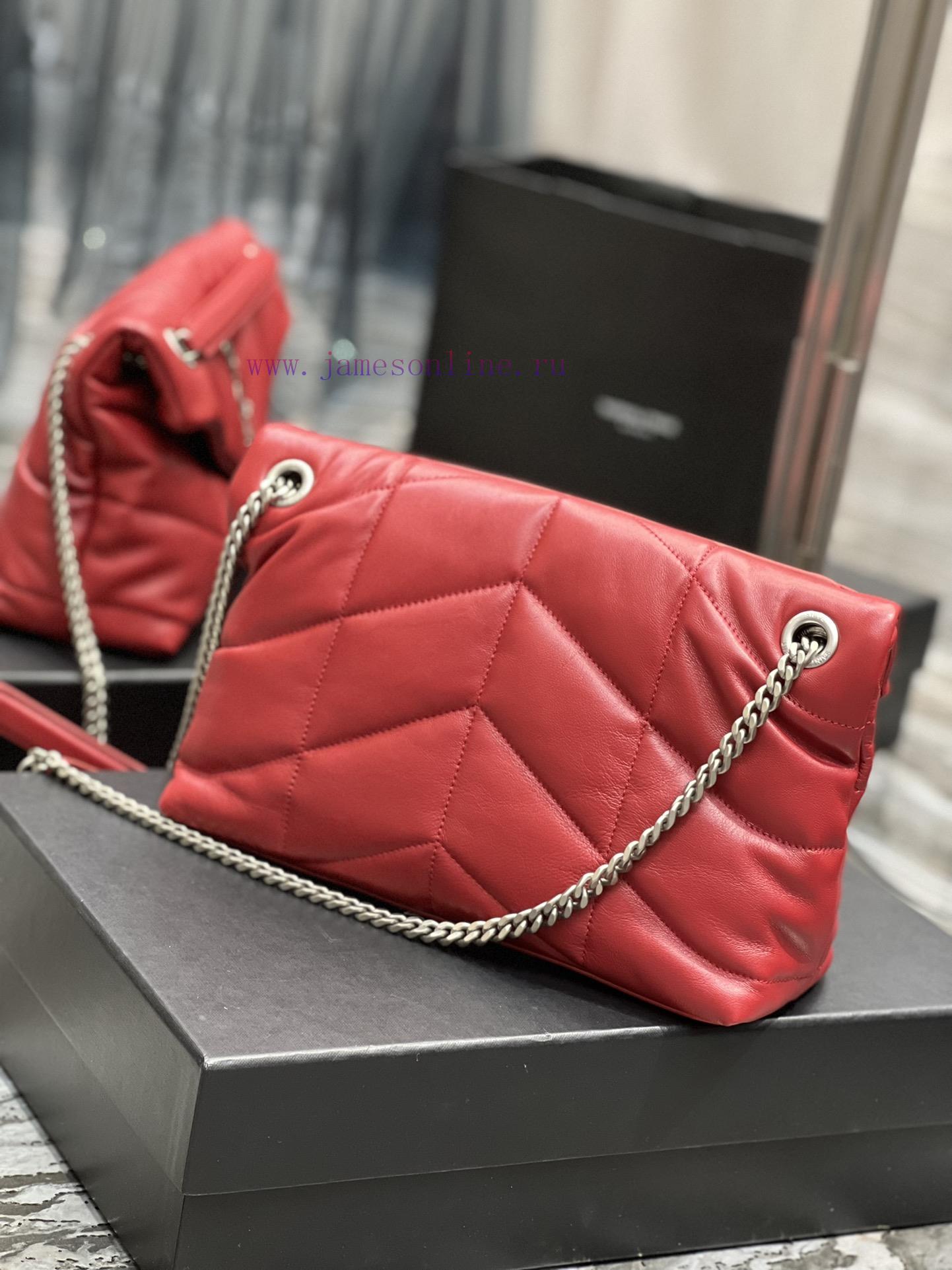 Yves Saint Laurent Bags Red with silver buckle𝙇𝙤𝙪𝙡𝙤𝙪𝙋𝙪𝙛𝙛𝙚𝙧 Quilted lamb leather bag, made of 100% lambskin, with a s 3dso1d1u - Image 7