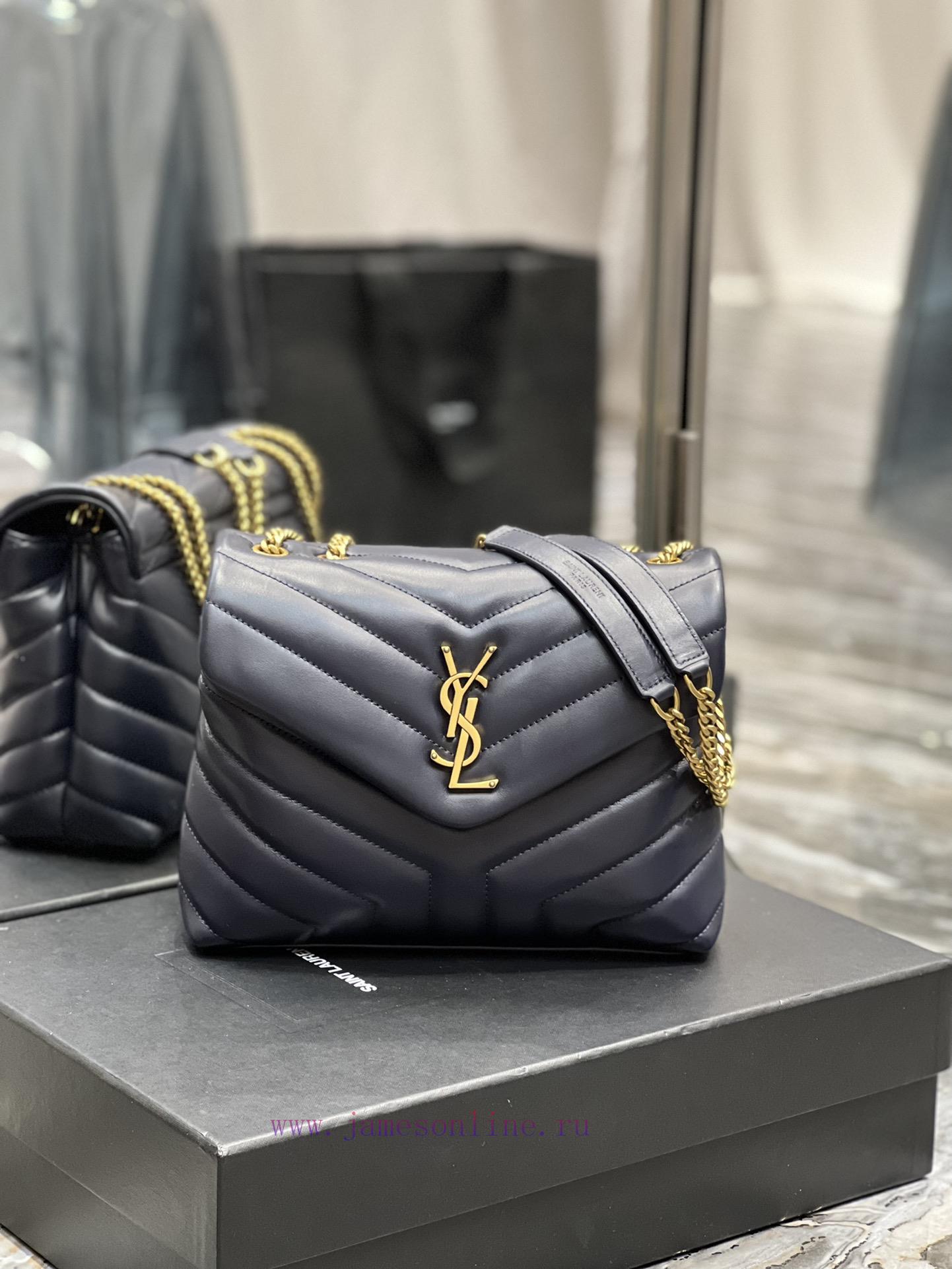 Yves Saint Laurent Bags ▪ 𝑳𝑶𝑼𝑳𝑶𝑼 ▪ New colorTreasure blue gold buckle_The latest upgraded version of LOULOU small z8z1x5m5