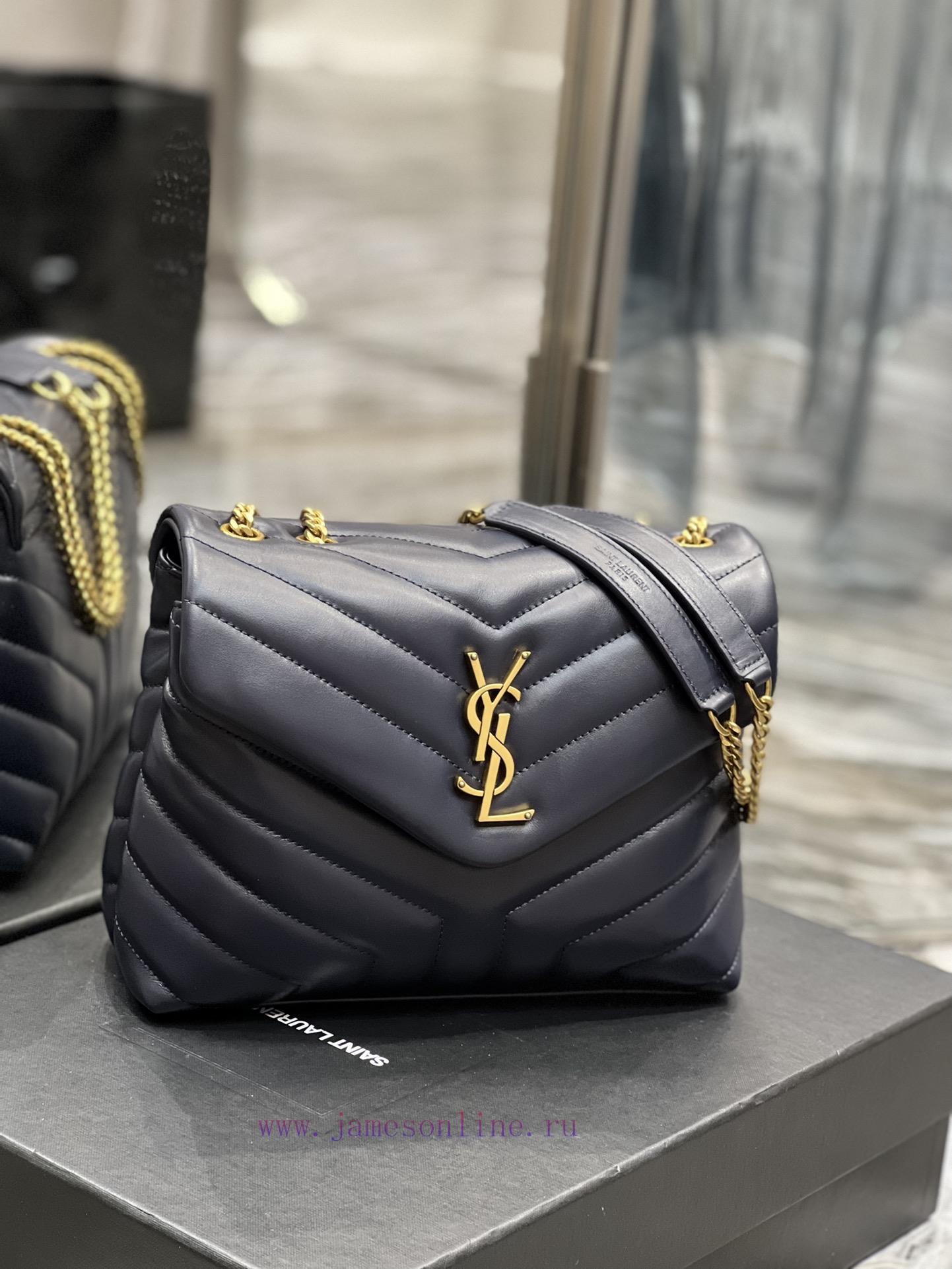 Yves Saint Laurent Bags ▪ 𝑳𝑶𝑼𝑳𝑶𝑼 ▪ New colorTreasure blue gold buckle_The latest upgraded version of LOULOU small z8z1x5m5 - Image 3