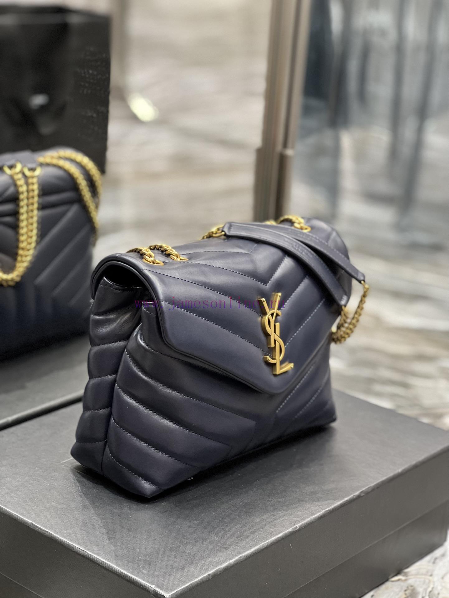 Yves Saint Laurent Bags ▪ 𝑳𝑶𝑼𝑳𝑶𝑼 ▪ New colorTreasure blue gold buckle_The latest upgraded version of LOULOU small z8z1x5m5 - Image 5
