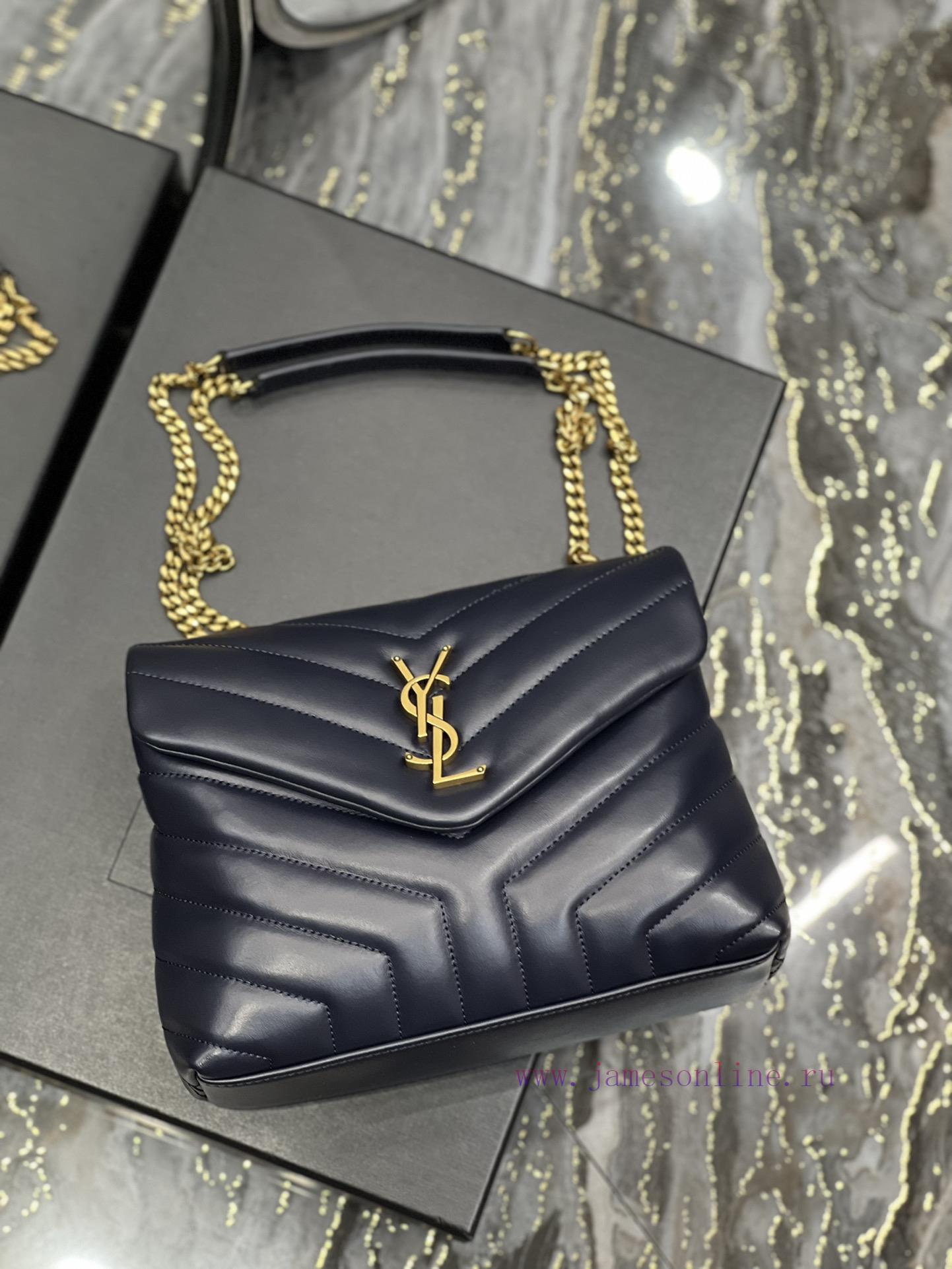 Yves Saint Laurent Bags ▪ 𝑳𝑶𝑼𝑳𝑶𝑼 ▪ New colorTreasure blue gold buckle_The latest upgraded version of LOULOU small z8z1x5m5 - Image 7