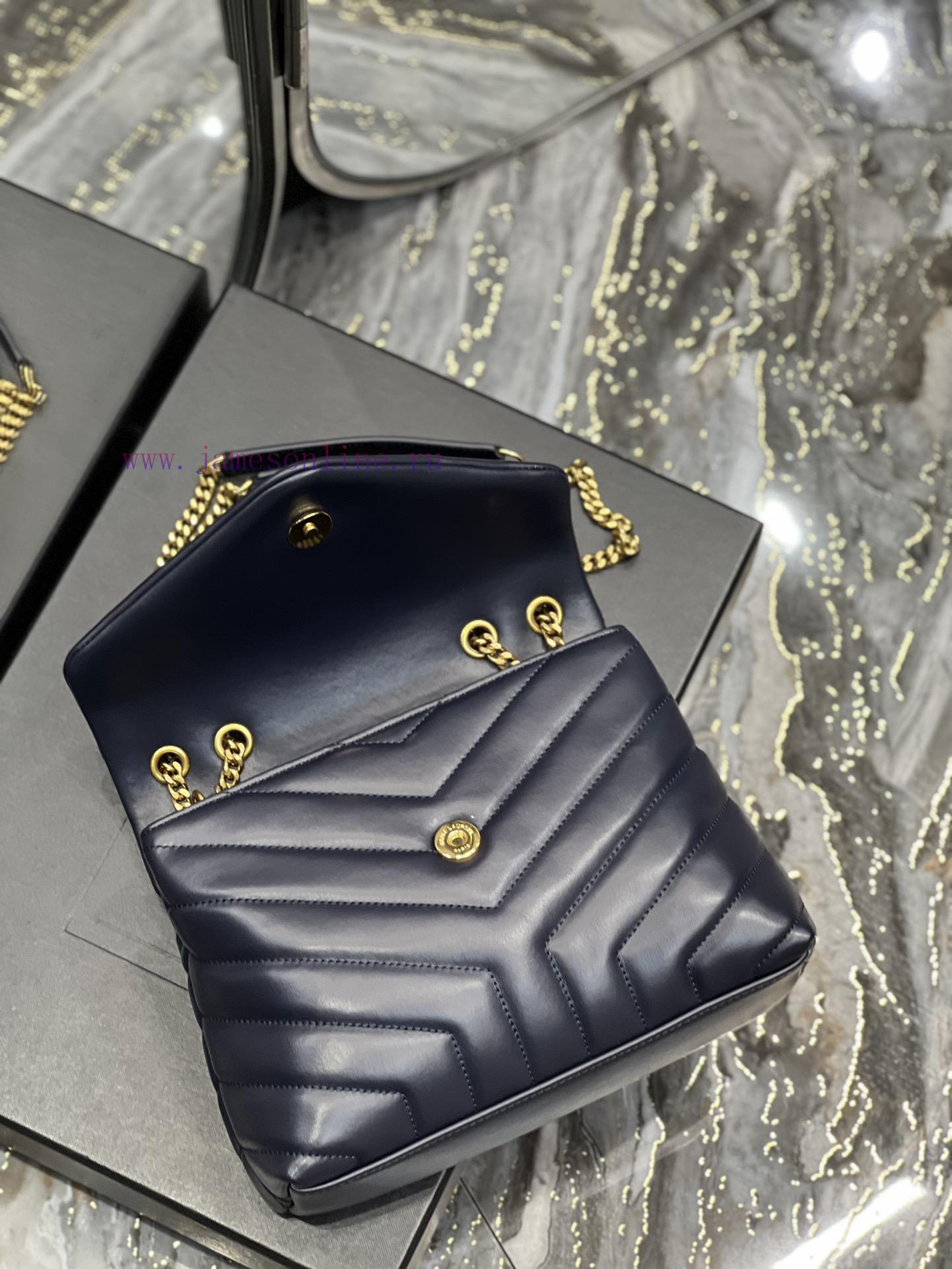 Yves Saint Laurent Bags ▪ 𝑳𝑶𝑼𝑳𝑶𝑼 ▪ New colorTreasure blue gold buckle_The latest upgraded version of LOULOU small z8z1x5m5 - Image 8