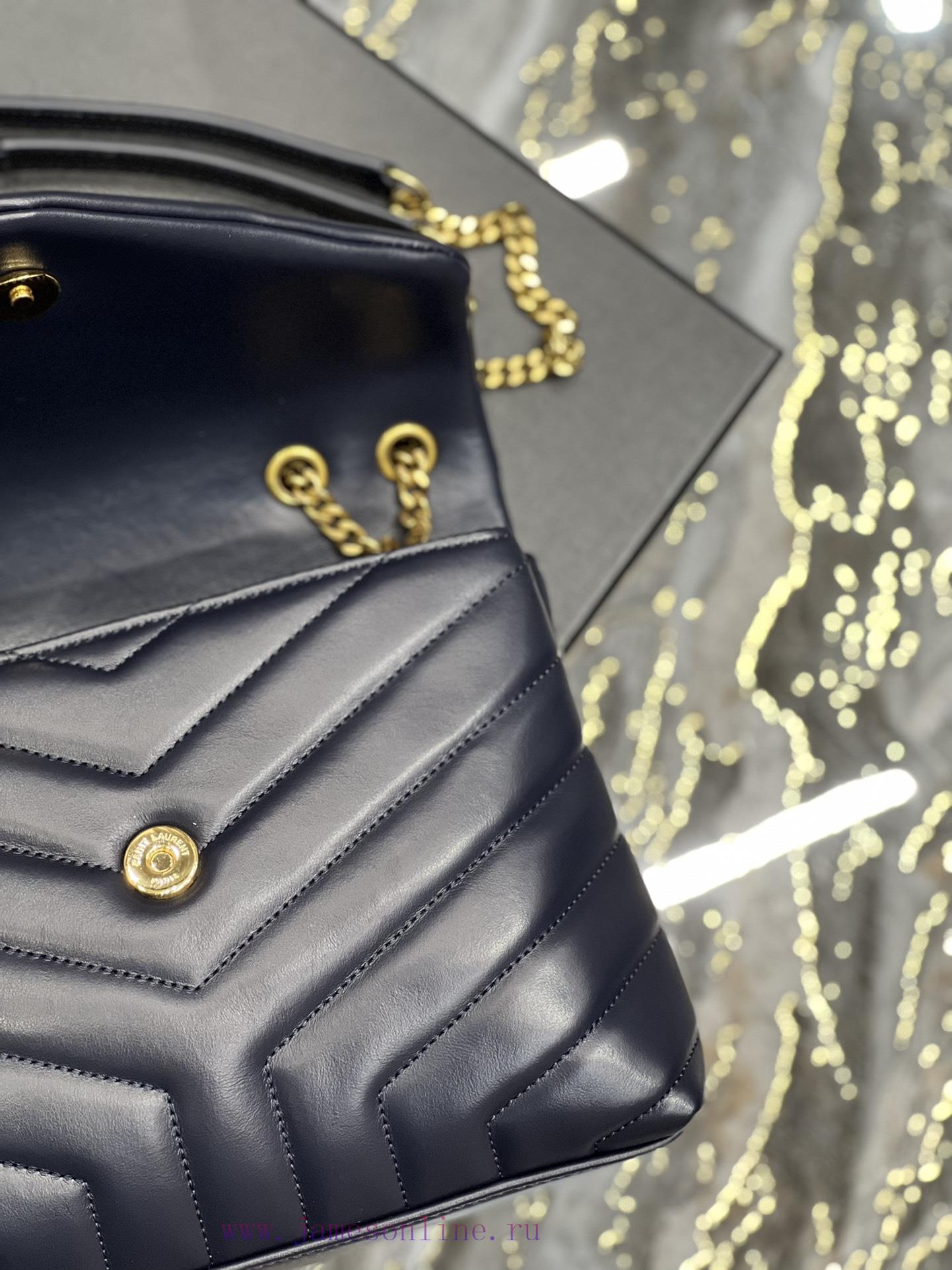 Yves Saint Laurent Bags ▪ 𝑳𝑶𝑼𝑳𝑶𝑼 ▪ New colorTreasure blue gold buckle_The latest upgraded version of LOULOU small z8z1x5m5 - Image 9