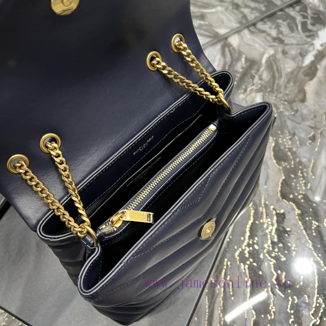 Yves Saint Laurent Bags ▪ 𝑳𝑶𝑼𝑳𝑶𝑼 ▪ New colorTreasure blue gold buckle_The latest upgraded version of LOULOU small z8z1x5m5 - Image 10