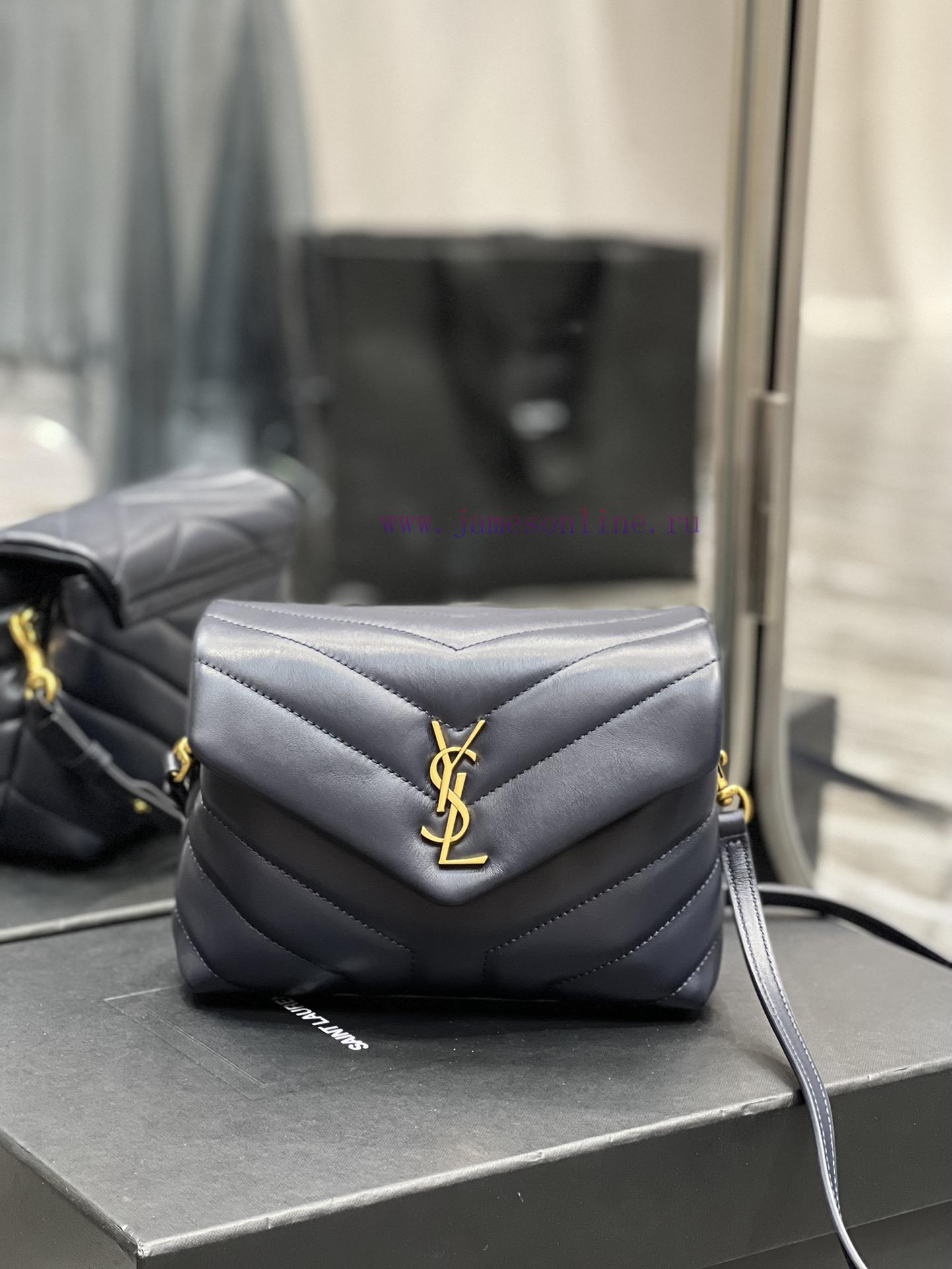 Yves Saint Laurent Bags ▪ 𝑳𝑶𝑼𝑳𝑶𝑼 𝑴𝑰𝑵𝑰 ▪ New colorTreasure blue gold buckle_Imported Italian original calf leather, 6qr9gt93 - Image 2
