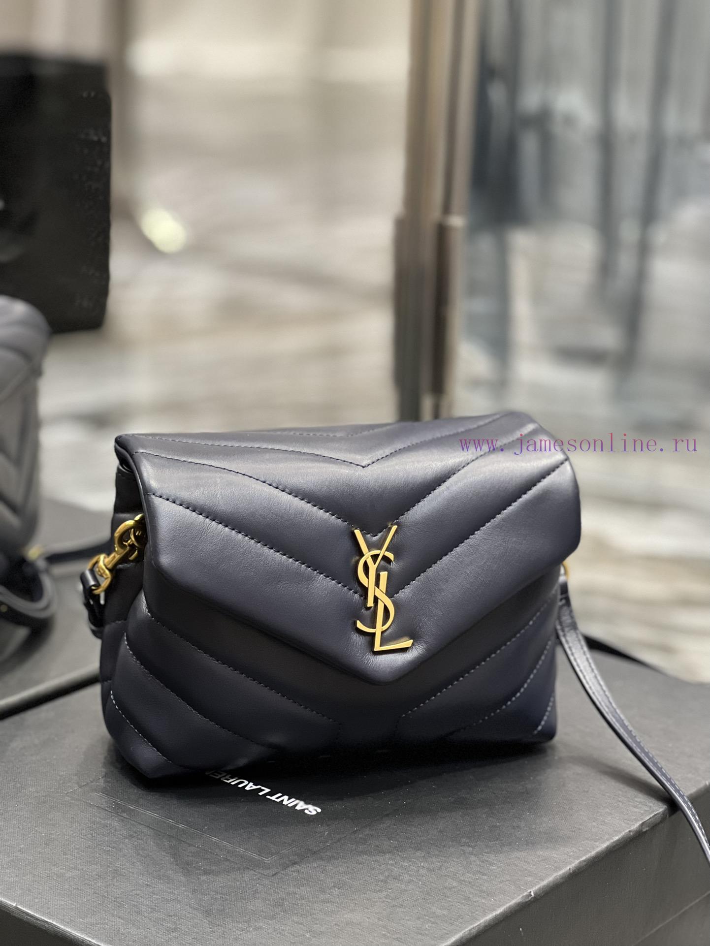 Yves Saint Laurent Bags ▪ 𝑳𝑶𝑼𝑳𝑶𝑼 𝑴𝑰𝑵𝑰 ▪ New colorTreasure blue gold buckle_Imported Italian original calf leather, 6qr9gt93 - Image 3