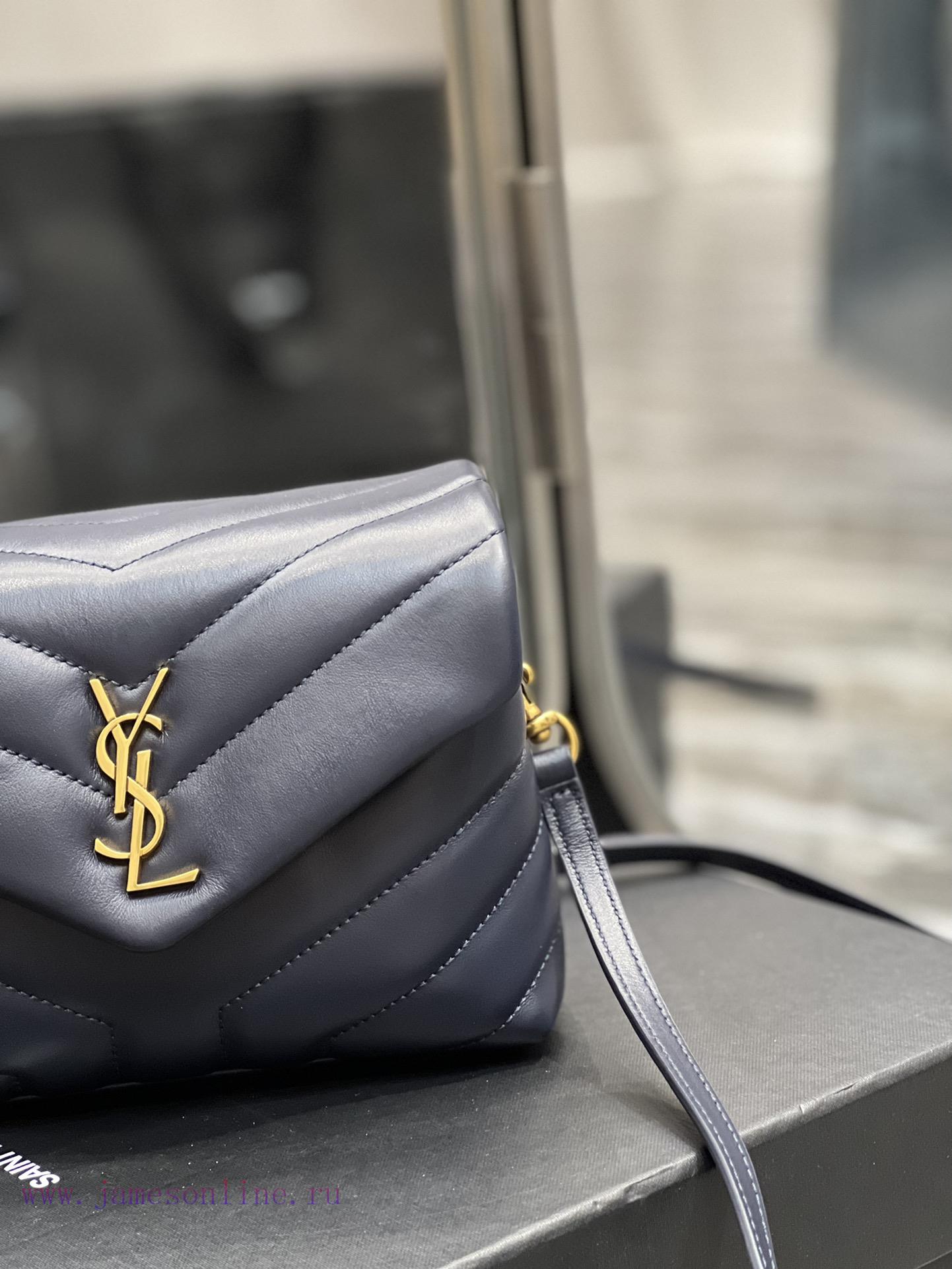 Yves Saint Laurent Bags ▪ 𝑳𝑶𝑼𝑳𝑶𝑼 𝑴𝑰𝑵𝑰 ▪ New colorTreasure blue gold buckle_Imported Italian original calf leather, 6qr9gt93 - Image 4