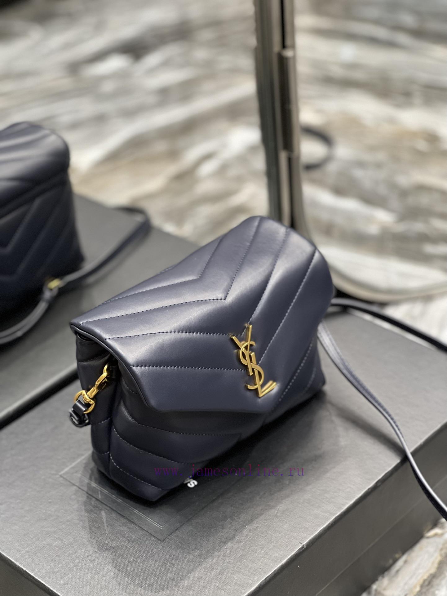 Yves Saint Laurent Bags ▪ 𝑳𝑶𝑼𝑳𝑶𝑼 𝑴𝑰𝑵𝑰 ▪ New colorTreasure blue gold buckle_Imported Italian original calf leather, 6qr9gt93 - Image 5
