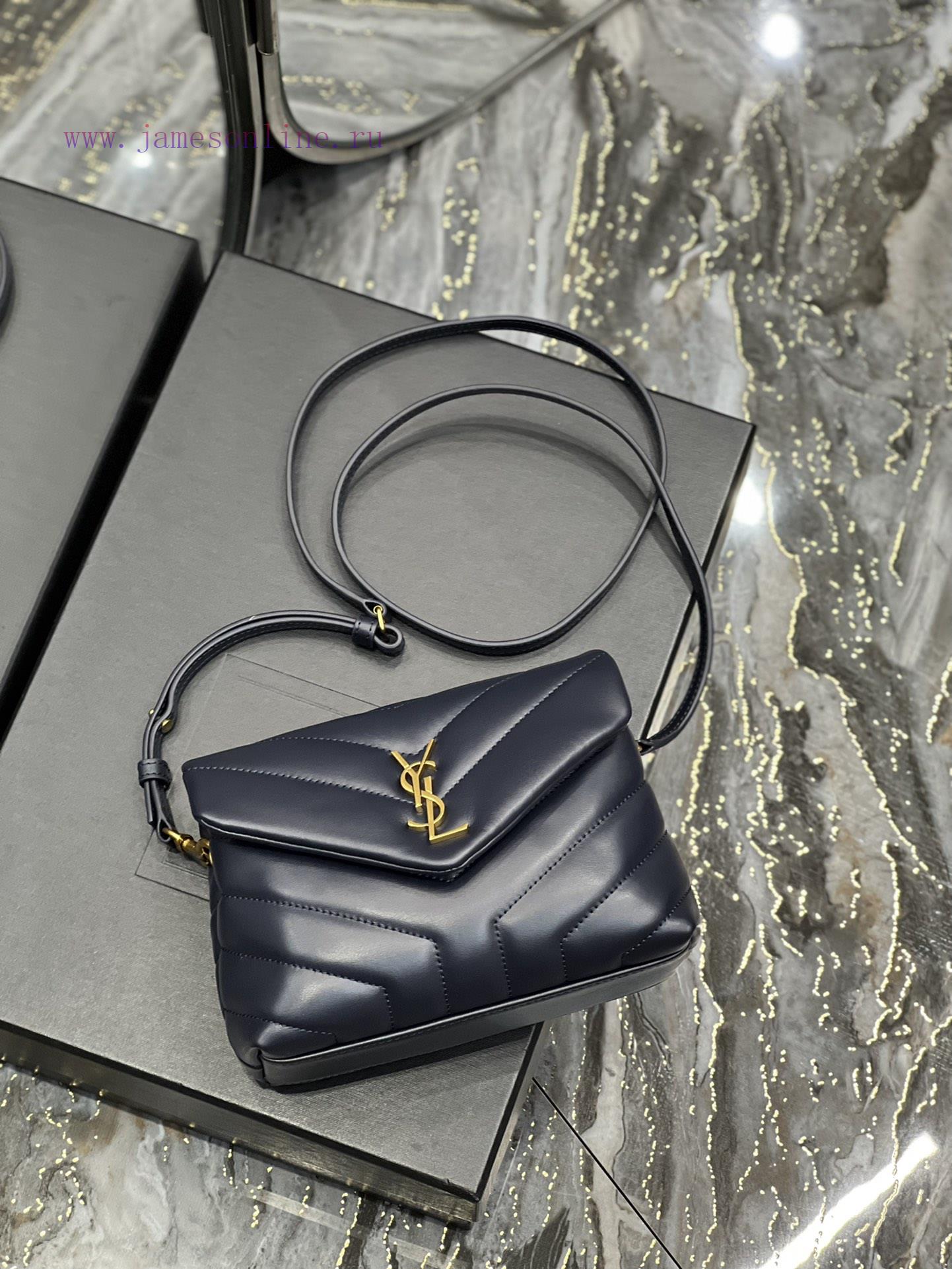 Yves Saint Laurent Bags ▪ 𝑳𝑶𝑼𝑳𝑶𝑼 𝑴𝑰𝑵𝑰 ▪ New colorTreasure blue gold buckle_Imported Italian original calf leather, 6qr9gt93 - Image 7
