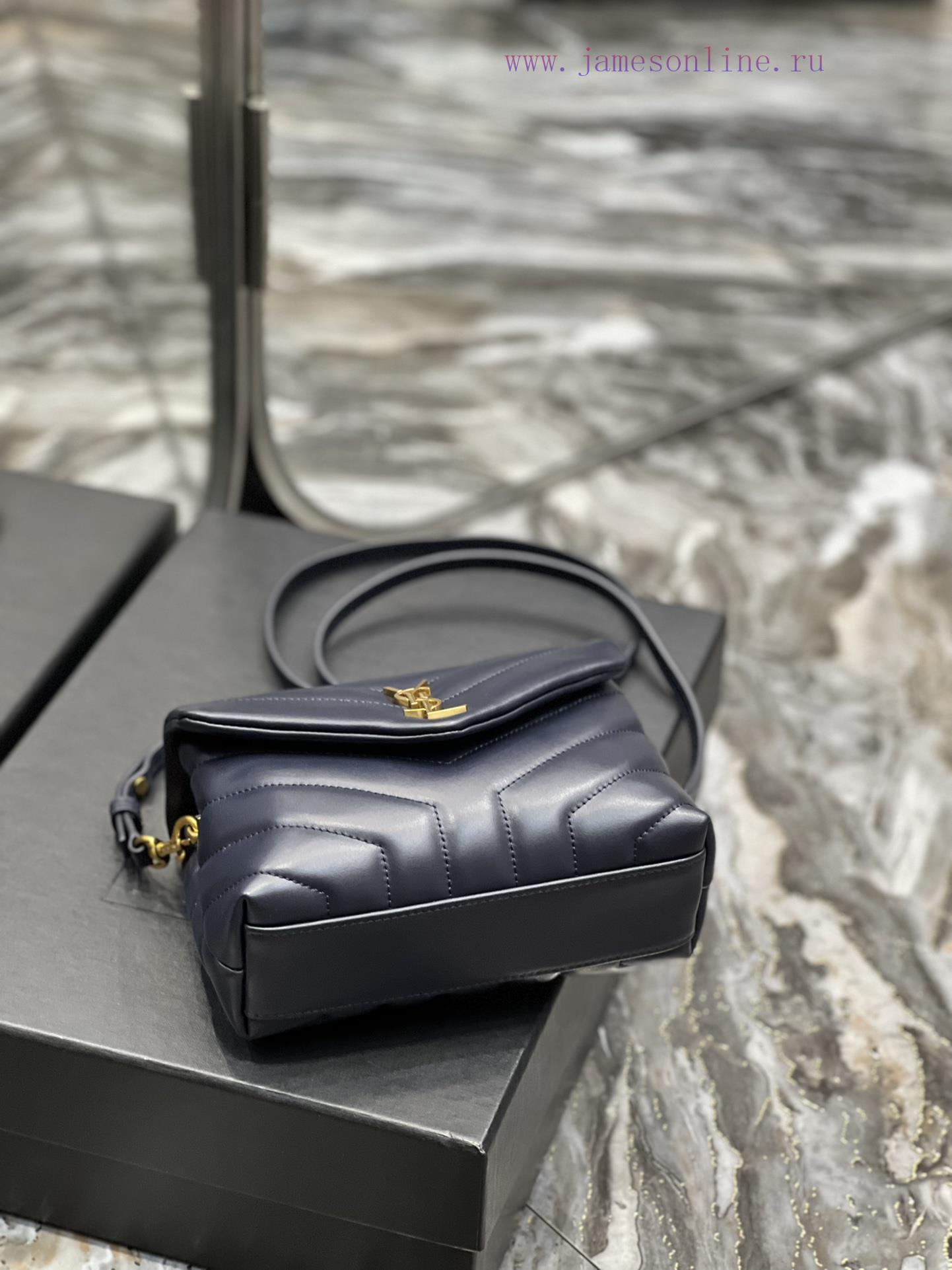 Yves Saint Laurent Bags ▪ 𝑳𝑶𝑼𝑳𝑶𝑼 𝑴𝑰𝑵𝑰 ▪ New colorTreasure blue gold buckle_Imported Italian original calf leather, 6qr9gt93 - Image 8