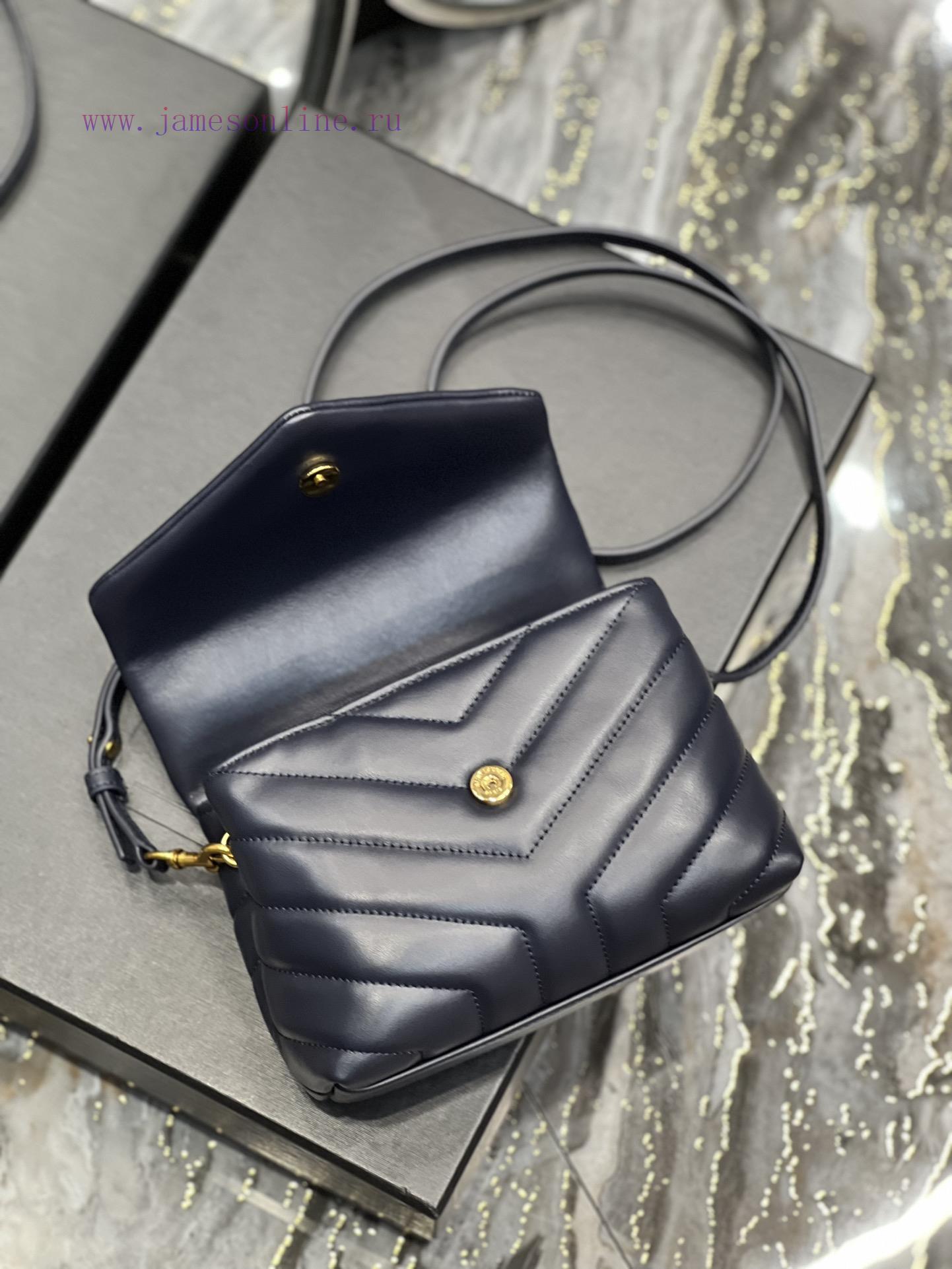Yves Saint Laurent Bags ▪ 𝑳𝑶𝑼𝑳𝑶𝑼 𝑴𝑰𝑵𝑰 ▪ New colorTreasure blue gold buckle_Imported Italian original calf leather, 6qr9gt93 - Image 9