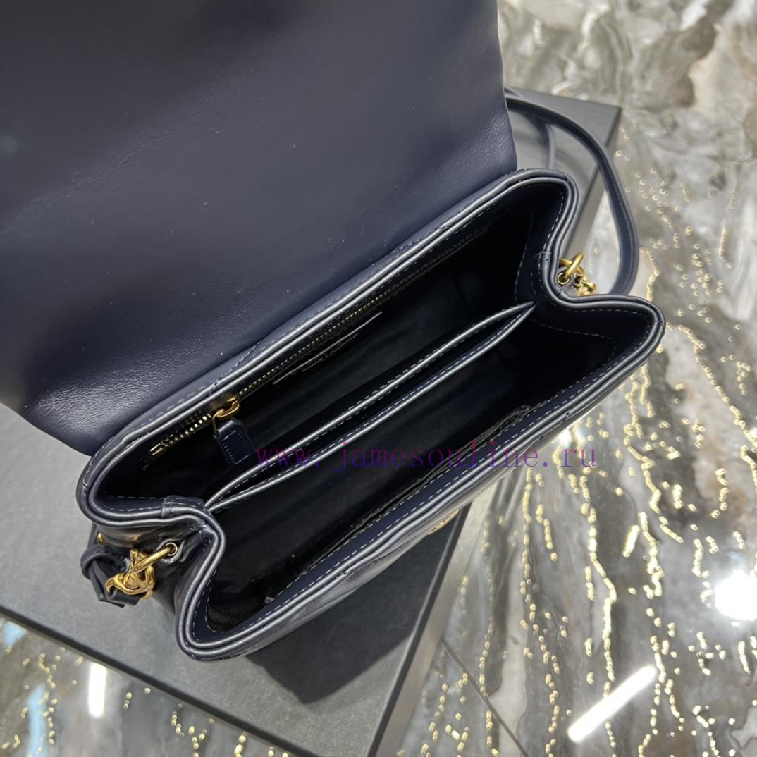 Yves Saint Laurent Bags ▪ 𝑳𝑶𝑼𝑳𝑶𝑼 𝑴𝑰𝑵𝑰 ▪ New colorTreasure blue gold buckle_Imported Italian original calf leather, 6qr9gt93 - Image 10
