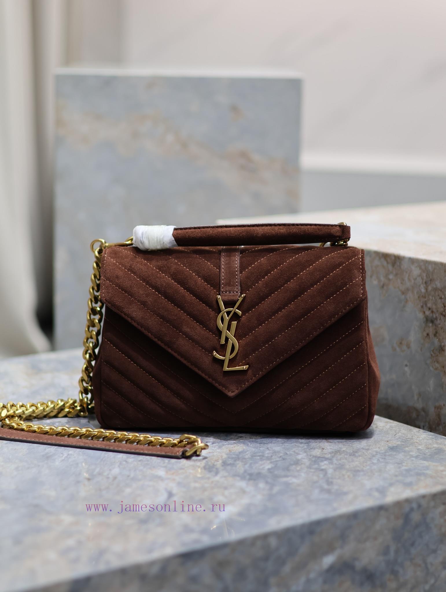 Yves Saint Laurent Bags Monogram college Brown frosted leather_Wannian postman bag, hot and explosive 24cm, street ojh7ys9m - Image 2