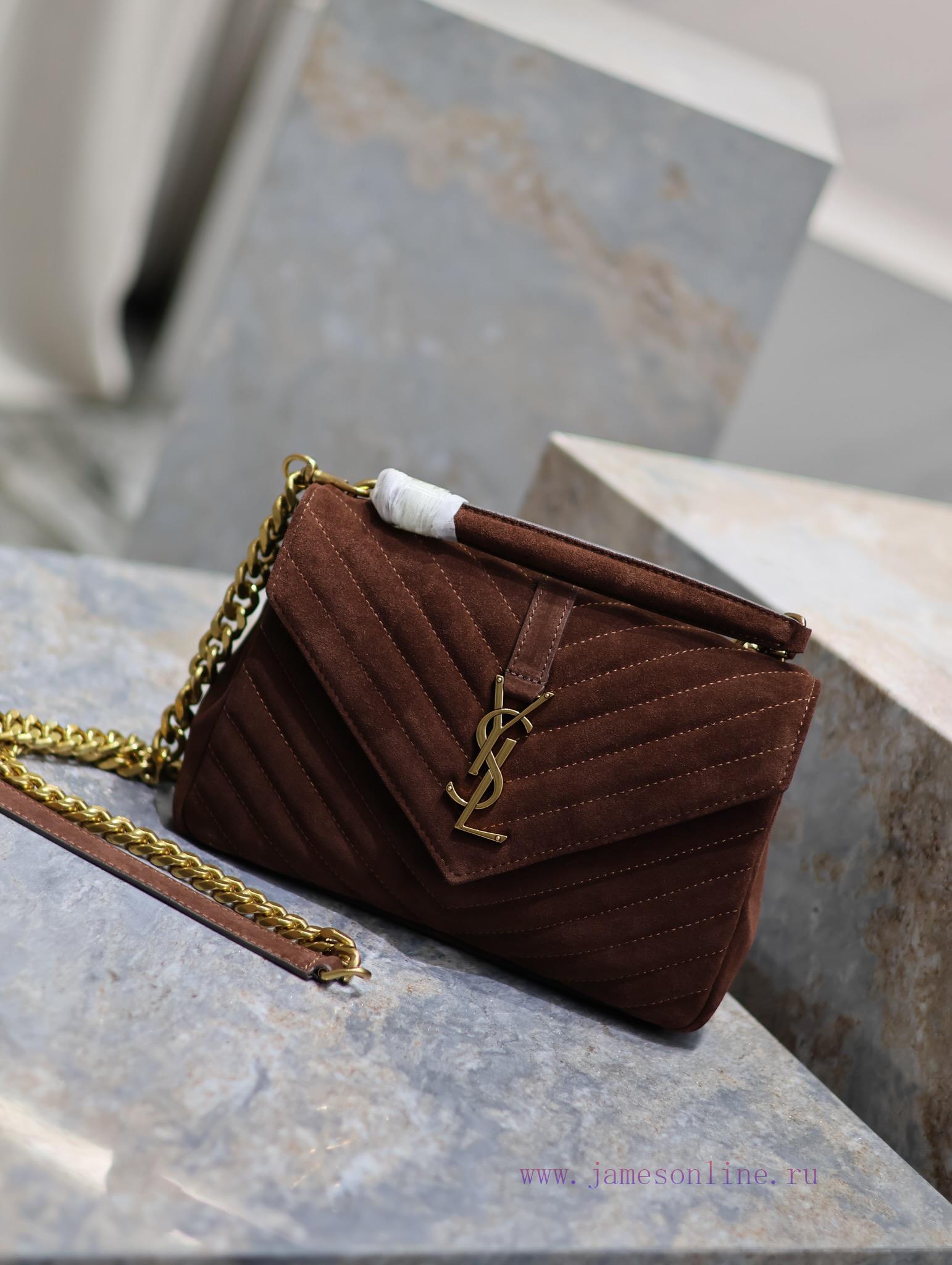 Yves Saint Laurent Bags Monogram college Brown frosted leather_Wannian postman bag, hot and explosive 24cm, street ojh7ys9m - Image 3