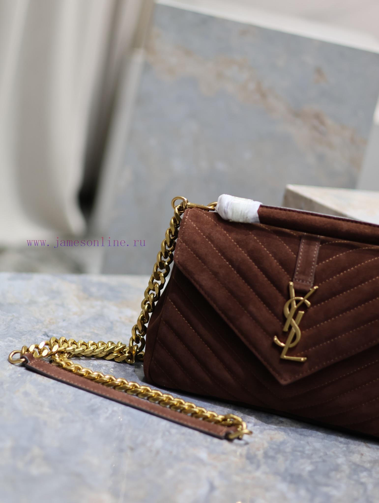 Yves Saint Laurent Bags Monogram college Brown frosted leather_Wannian postman bag, hot and explosive 24cm, street ojh7ys9m - Image 4