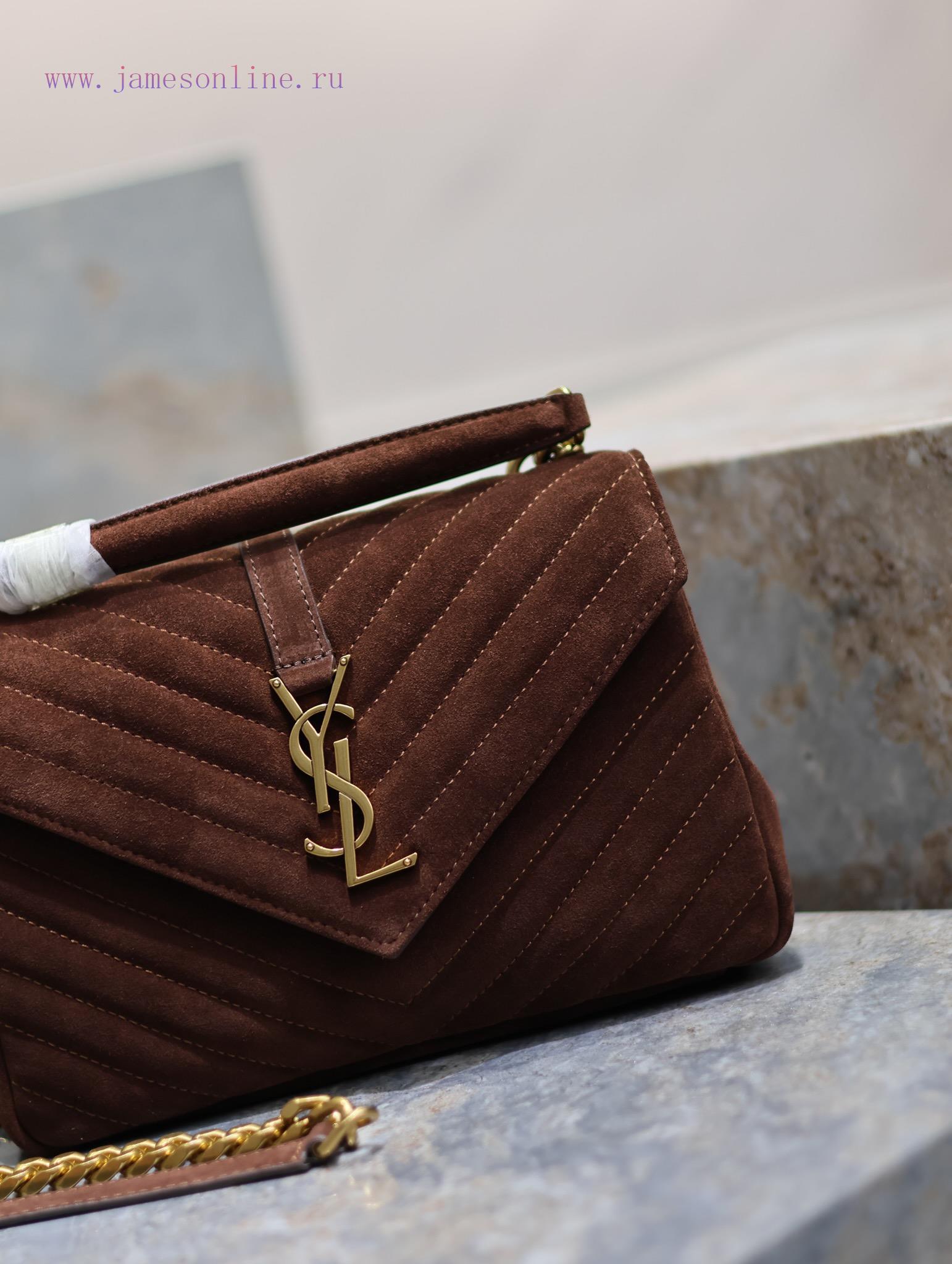 Yves Saint Laurent Bags Monogram college Brown frosted leather_Wannian postman bag, hot and explosive 24cm, street ojh7ys9m - Image 5