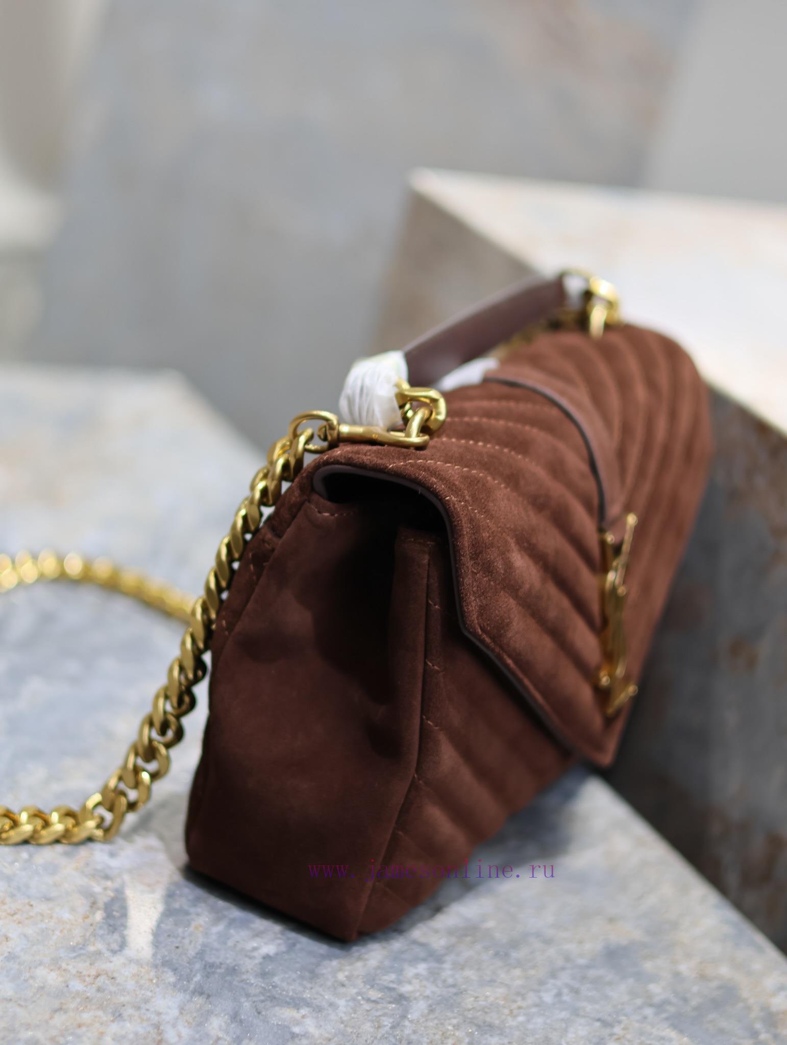 Yves Saint Laurent Bags Monogram college Brown frosted leather_Wannian postman bag, hot and explosive 24cm, street ojh7ys9m - Image 6