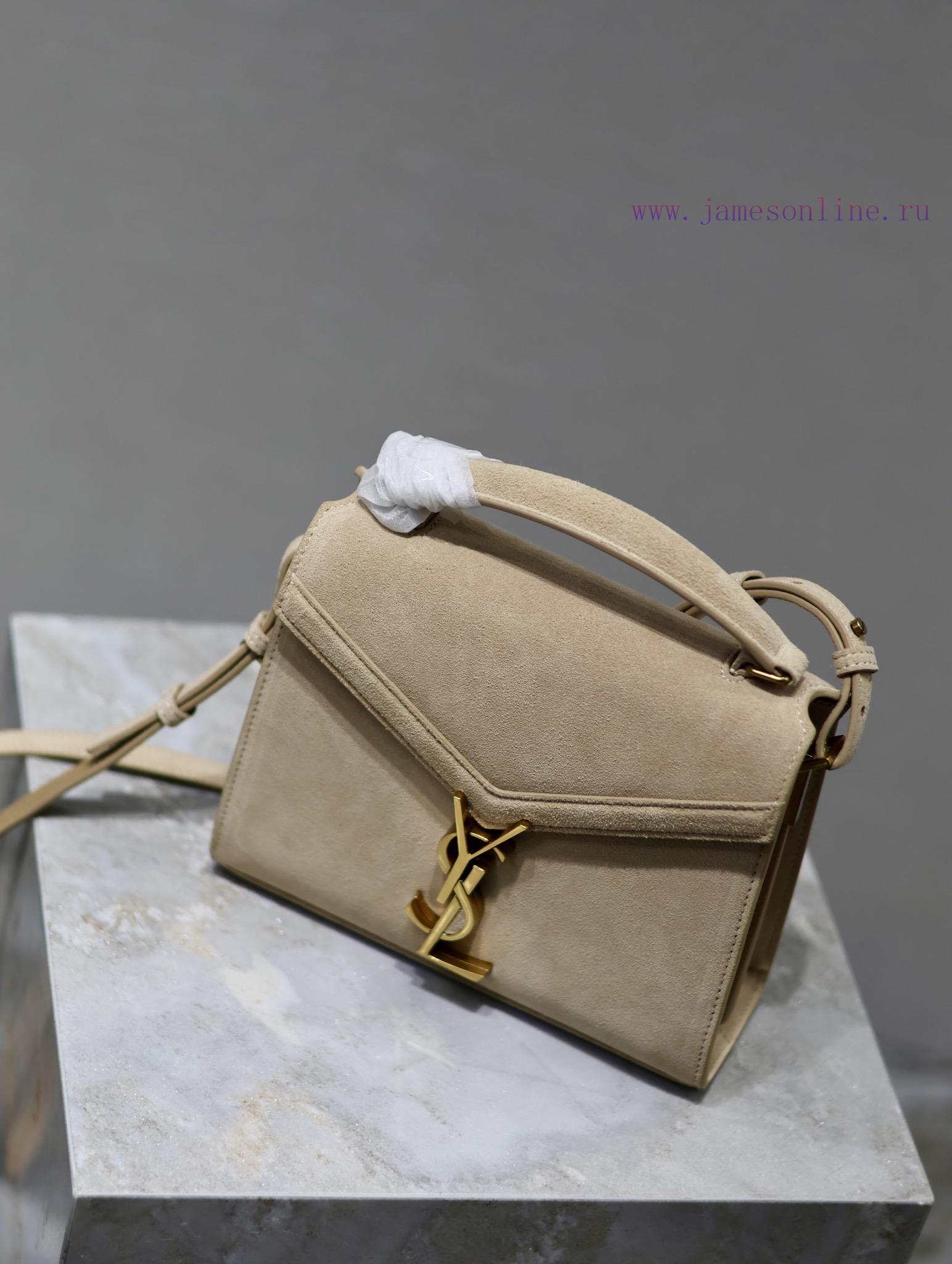 Yves Saint Laurent Bags CASSANDRA mini_Suede paired with top layer cowhide briefcase, the combination of different m tfj0rtu7 - Image 6