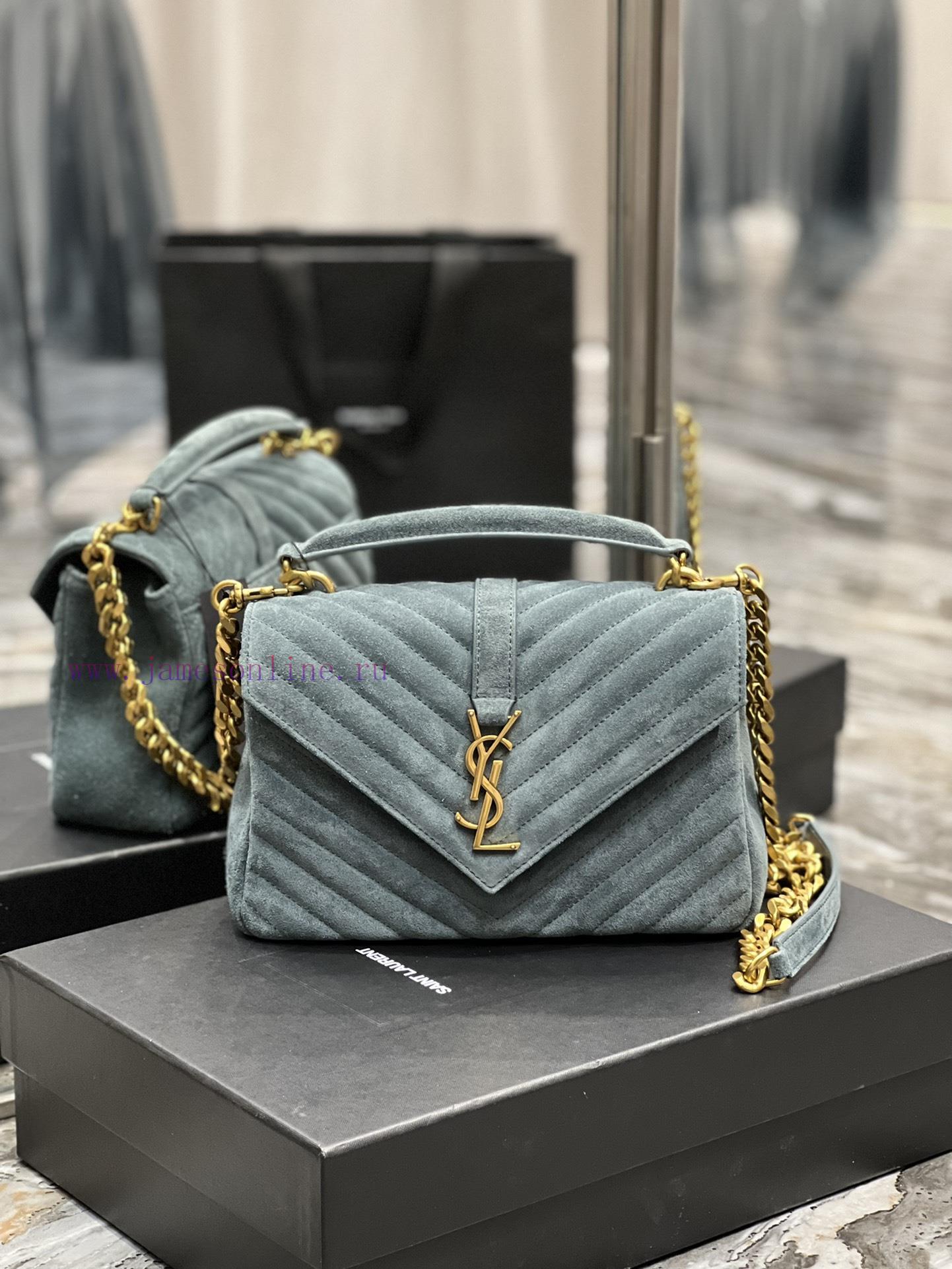 Yves Saint Laurent Bags 𝑴𝒐𝒏𝒐𝒈𝒓𝒂𝒎 𝒄𝒐𝒍𝒍𝒆𝒈𝒆 Green frosted leather_Wannian postman bag, hot and explosive 24cm, street ey8599iq