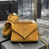 Yves Saint Laurent Bags 𝑴𝒐𝒏𝒐𝒈𝒓𝒂𝒎 𝒄𝒐𝒍𝒍𝒆𝒈𝒆 Earth yellow frosted leather_Wannian postman bag, hot and explosive 24cm, fv76f6o8