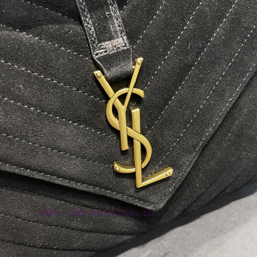 Yves Saint Laurent Bags 𝑴𝒐𝒏𝒐𝒈𝒓𝒂𝒎 𝒄𝒐𝒍𝒍𝒆𝒈𝒆 Black frosted leather_Wannian postman bag, hot and explosive 24cm, street bghcyx76 - Image 6