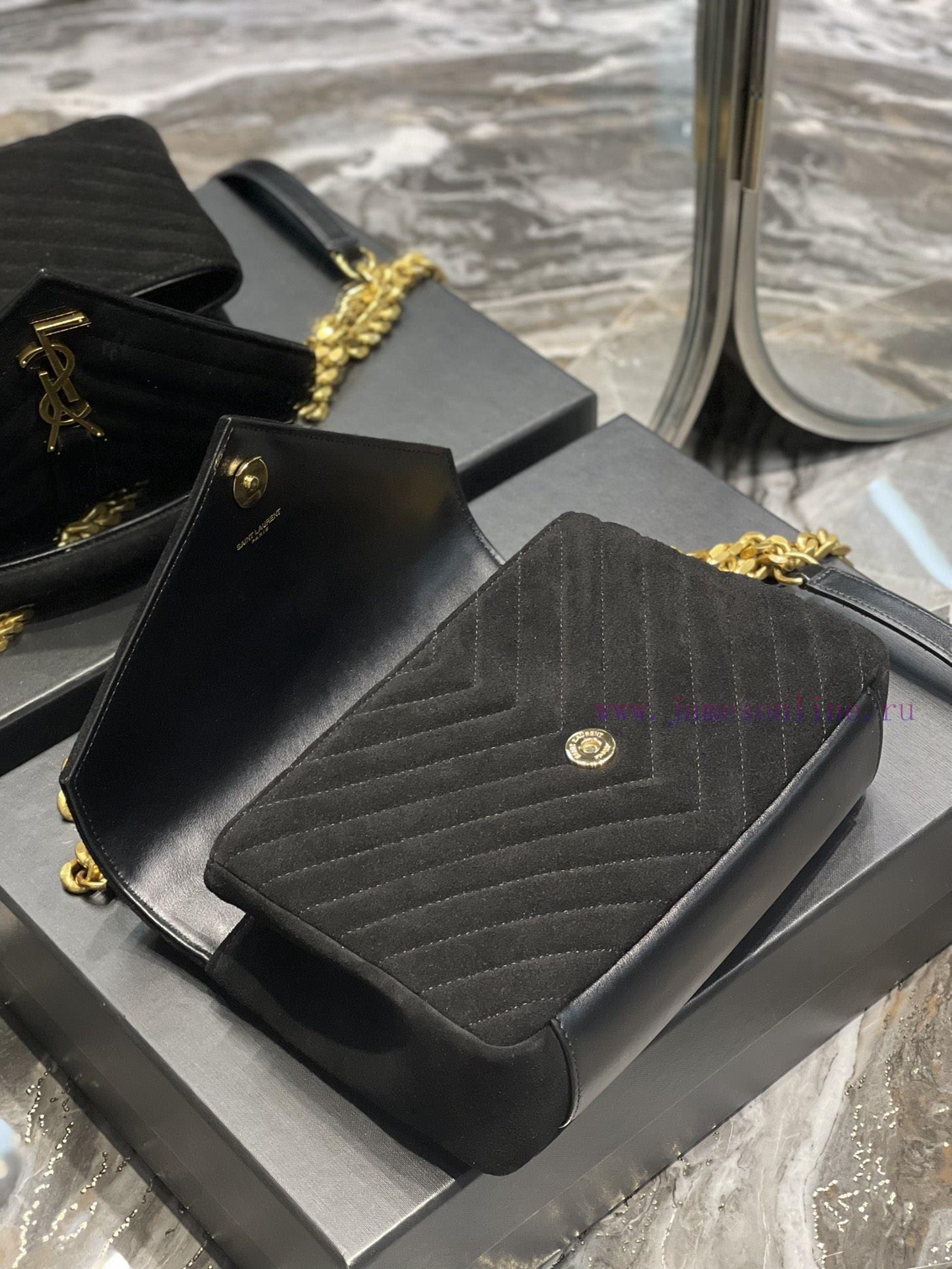 Yves Saint Laurent Bags 𝑴𝒐𝒏𝒐𝒈𝒓𝒂𝒎 𝒄𝒐𝒍𝒍𝒆𝒈𝒆 Black frosted leather_Wannian postman bag, hot and explosive 24cm, street bghcyx76 - Image 8