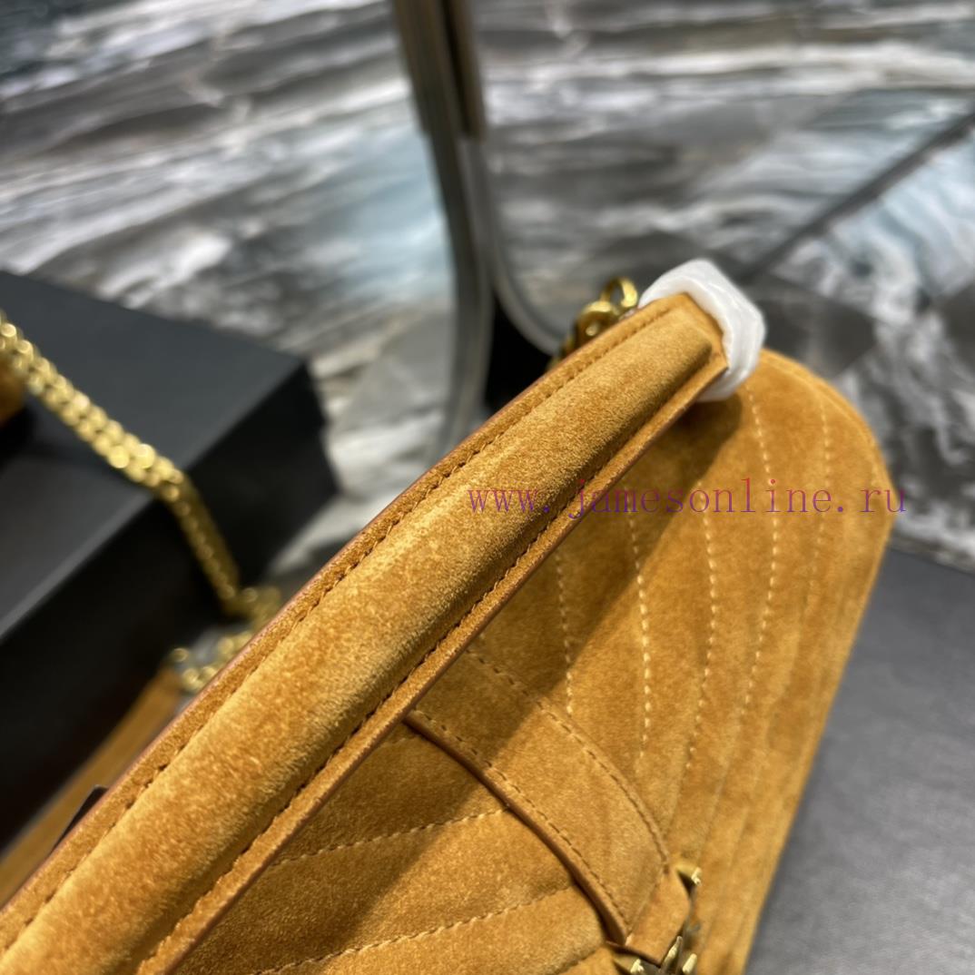 Yves Saint Laurent Bags 𝑴𝒐𝒏𝒐𝒈𝒓𝒂𝒎 𝒄𝒐𝒍𝒍𝒆𝒈𝒆 Earth yellow frosted leather_Wannian postman bag, hot and explosive 24cm, fv76f6o8 - Image 5