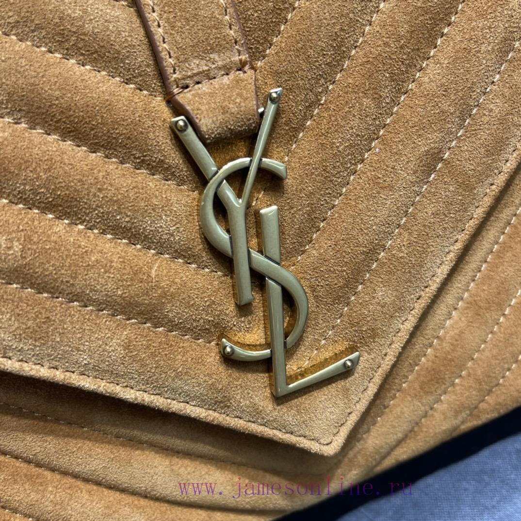 Yves Saint Laurent Bags 𝑴𝒐𝒏𝒐𝒈𝒓𝒂𝒎 𝒄𝒐𝒍𝒍𝒆𝒈𝒆 Earth yellow frosted leather_Wannian postman bag, hot and explosive 24cm, fv76f6o8 - Image 6