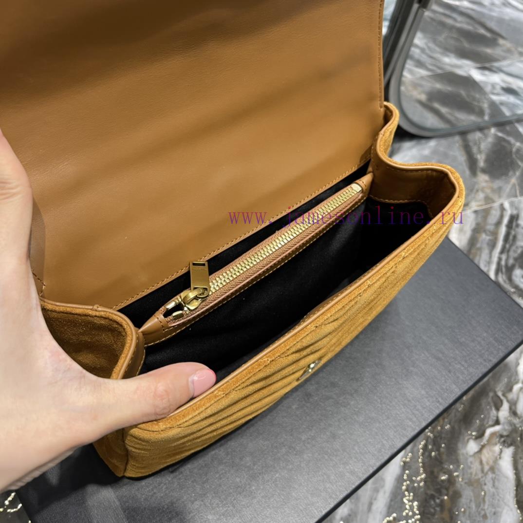 Yves Saint Laurent Bags 𝑴𝒐𝒏𝒐𝒈𝒓𝒂𝒎 𝒄𝒐𝒍𝒍𝒆𝒈𝒆 Earth yellow frosted leather_Wannian postman bag, hot and explosive 24cm, fv76f6o8 - Image 9
