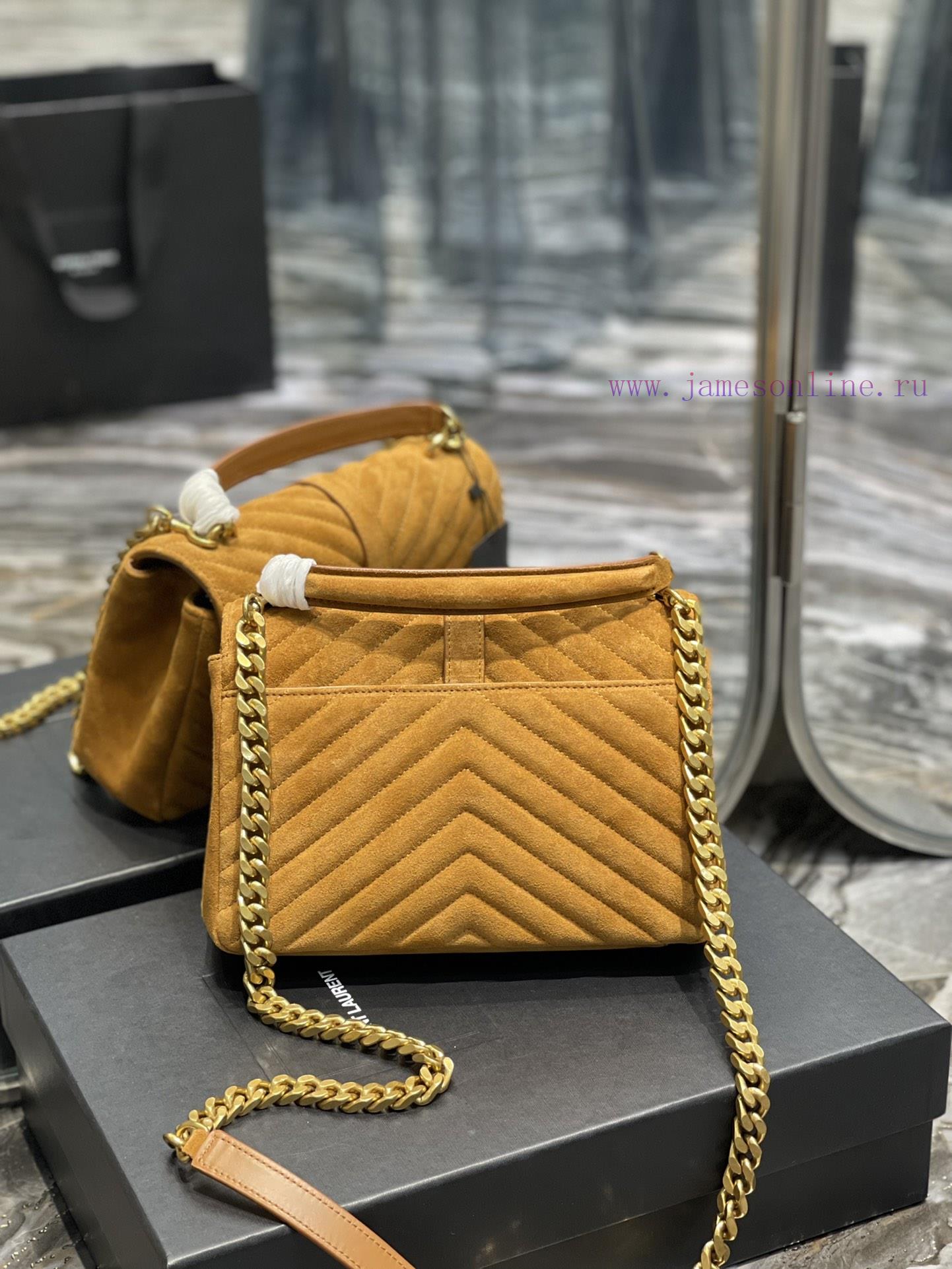 Yves Saint Laurent Bags 𝑴𝒐𝒏𝒐𝒈𝒓𝒂𝒎 𝒄𝒐𝒍𝒍𝒆𝒈𝒆 Earth yellow frosted leather_Wannian postman bag, hot and explosive 24cm, fv76f6o8 - Image 10