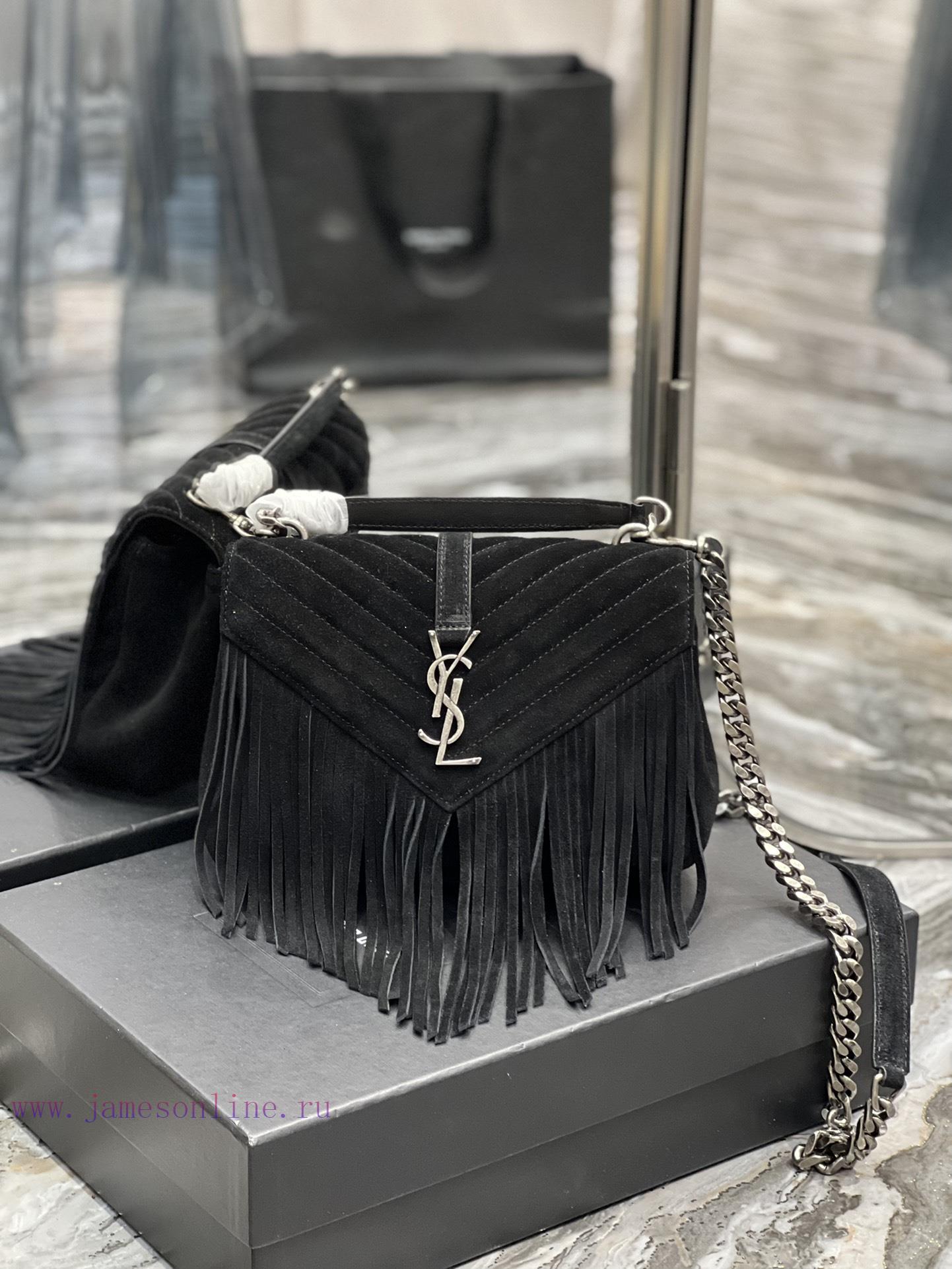 Yves Saint Laurent Bags Monogram College - Black frosted belt tasselWannian postman bag, hot and explosive 24cm, str lkhhhxjq