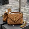 Yves Saint Laurent Bags 𝑴𝒐𝒏𝒐𝒈𝒓𝒂𝒎 𝒄𝒐𝒍𝒍𝒆𝒈𝒆 Caramel rivet threading process frosted style_Wannian postman bag, hot and 7tfix708