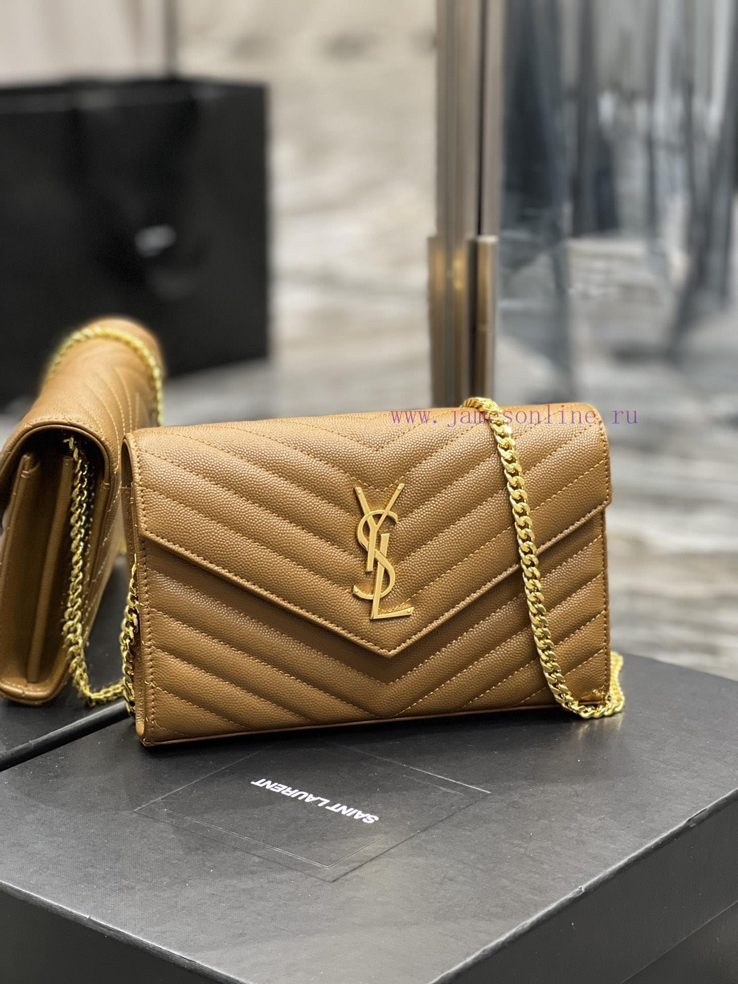 Yves Saint Laurent Bags 𝑴𝒐𝒏𝒐𝒈𝒓𝒂𝒎 𝑾𝒐𝒄 MONOGRAM caviar pattern envelope package A super practical small bag, the most 4rd62pac - Image 3