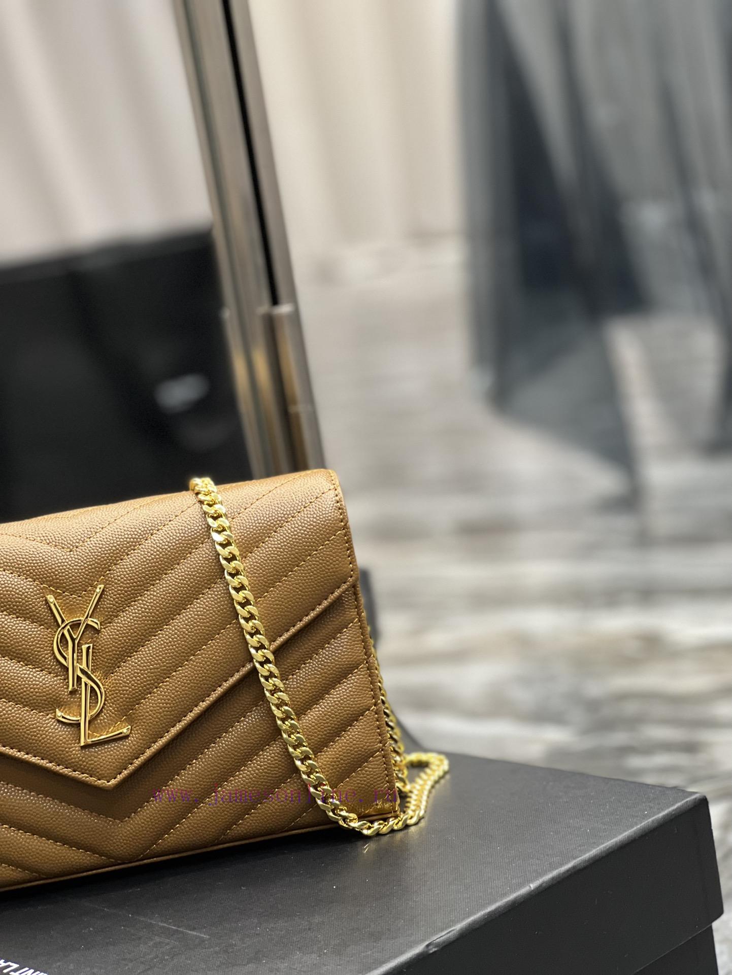 Yves Saint Laurent Bags 𝑴𝒐𝒏𝒐𝒈𝒓𝒂𝒎 𝑾𝒐𝒄 MONOGRAM caviar pattern envelope package A super practical small bag, the most 4rd62pac - Image 4