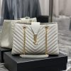 Yves Saint Laurent Bags White caviar embroidered with V-lineY's caviar cowhide large tote bag/shopping bagThe iconic tig031lv