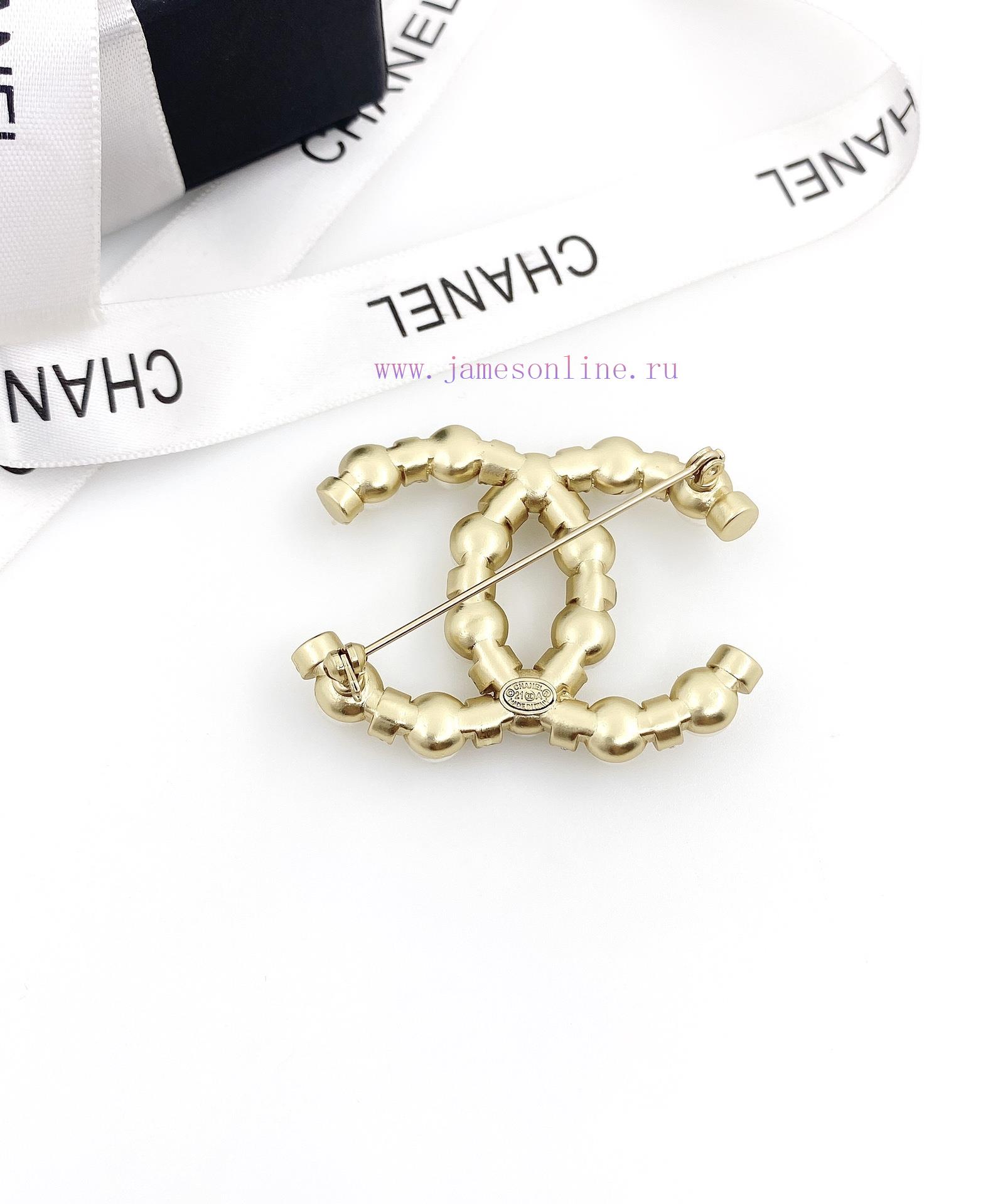 CHANEL Chanel Double C Brooch With Diamond And Bead High Quality Same Material Genuine Brass Io 59i9i959 - Image 3