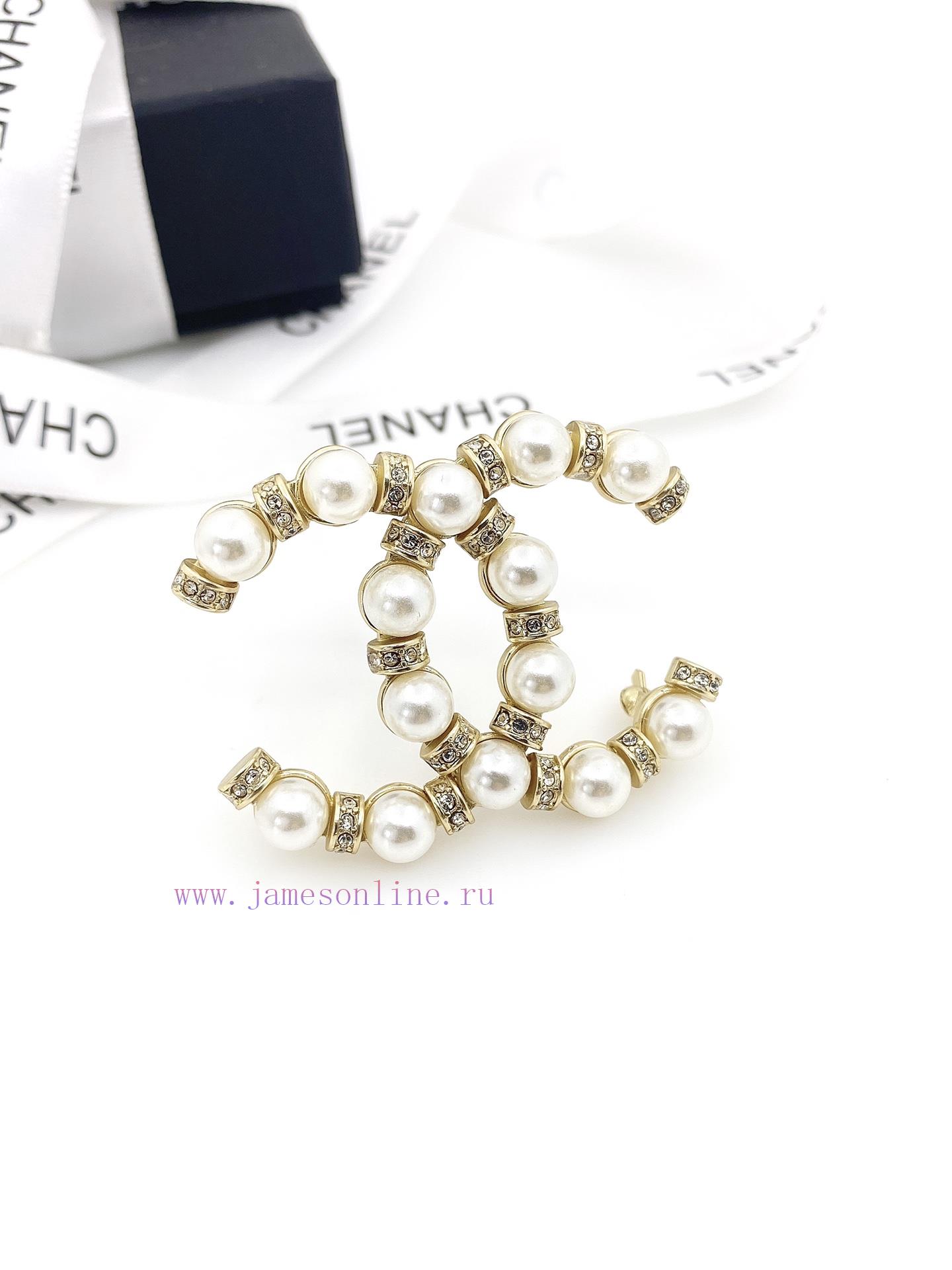 CHANEL Chanel Double C Brooch With Diamond And Bead High Quality Same Material Genuine Brass Io 59i9i959 - Image 10
