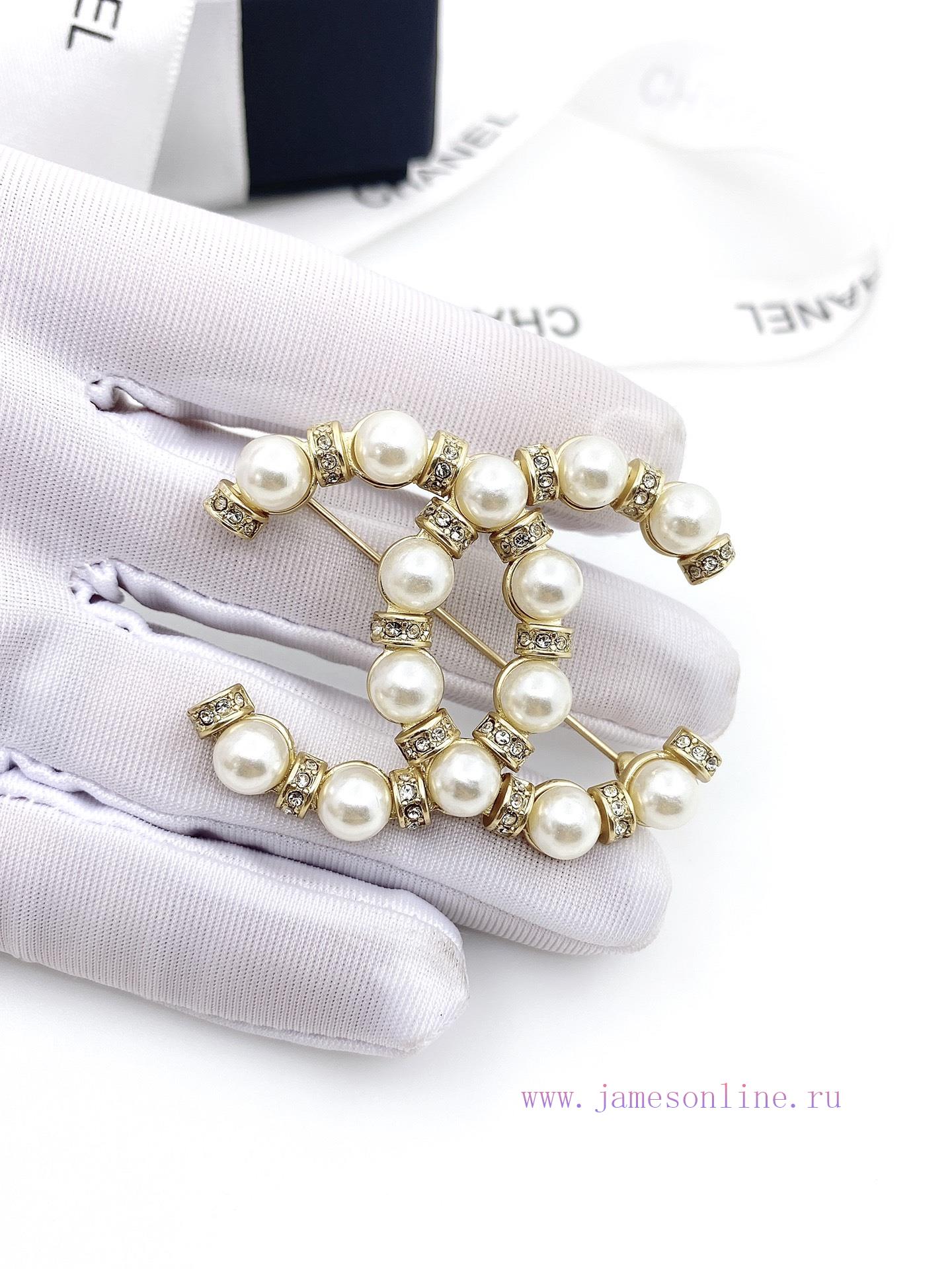 CHANEL Chanel Double C Brooch With Diamond And Bead High Quality Same Material Genuine Brass Io 59i9i959 - Image 11