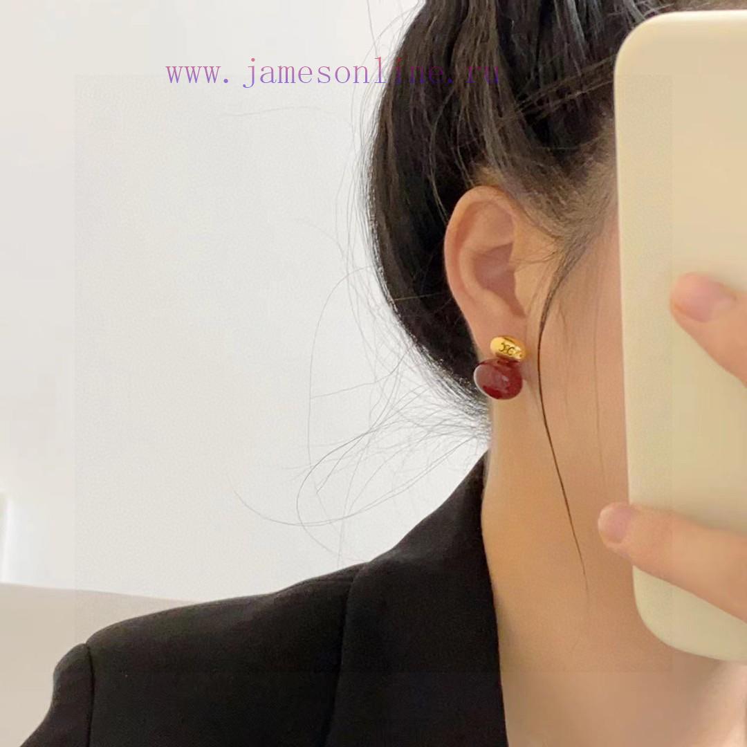 Celine's Arc De Triomphe Antique Gold New Year Red Oval Earrings Celine Has Become A Popular El s4vylaof - Image 3