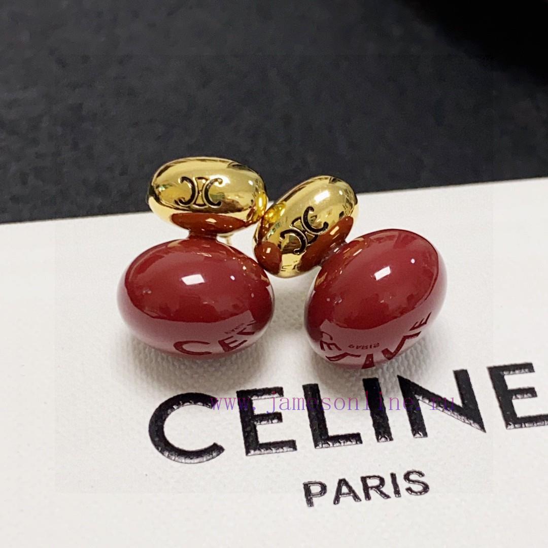 Celine's Arc De Triomphe Antique Gold New Year Red Oval Earrings Celine Has Become A Popular El s4vylaof - Image 4