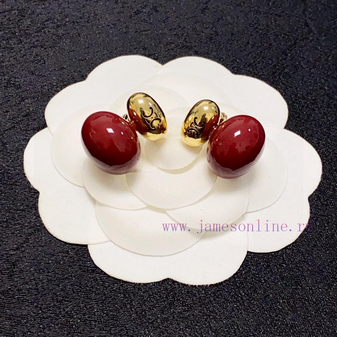 Celine's Arc De Triomphe Antique Gold New Year Red Oval Earrings Celine Has Become A Popular El s4vylaof - Image 5