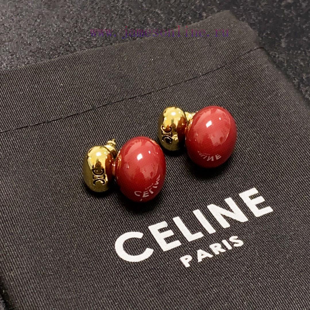Celine's Arc De Triomphe Antique Gold New Year Red Oval Earrings Celine Has Become A Popular El s4vylaof - Image 7