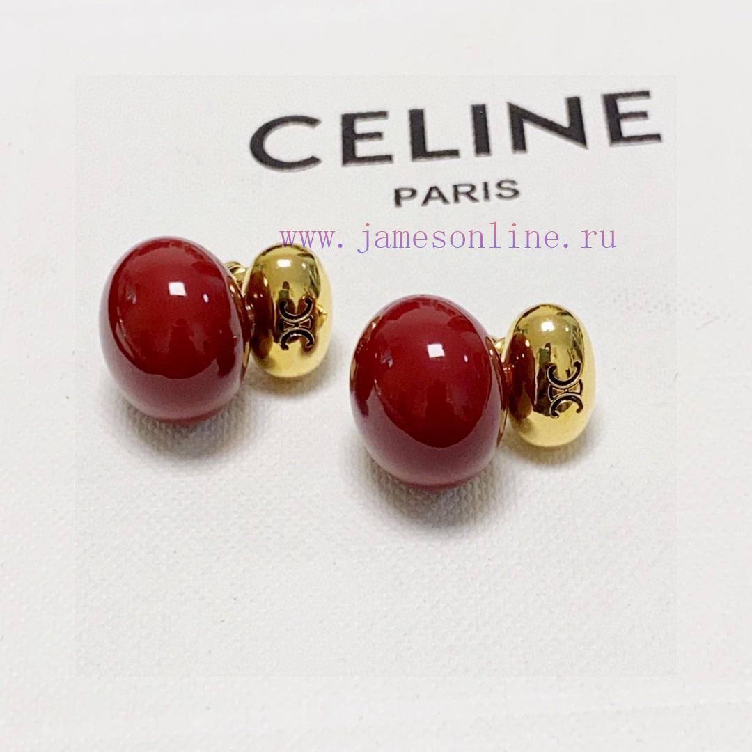 Celine's Arc De Triomphe Antique Gold New Year Red Oval Earrings Celine Has Become A Popular El s4vylaof - Image 8
