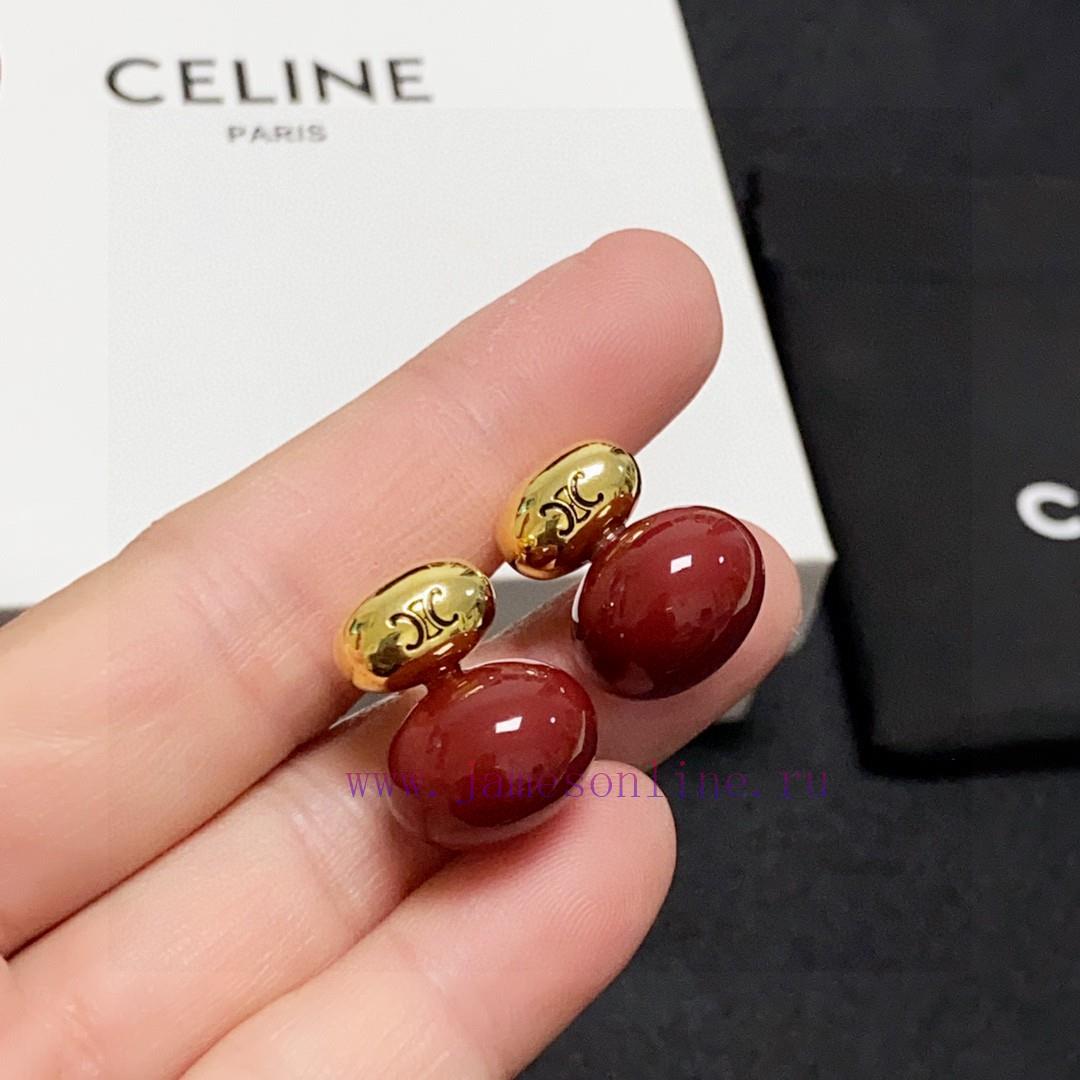 Celine's Arc De Triomphe Antique Gold New Year Red Oval Earrings Celine Has Become A Popular El s4vylaof - Image 9